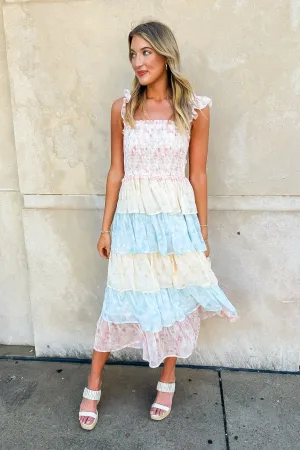 Coveted Sweetness Two Tone Tiered Smocked Dress