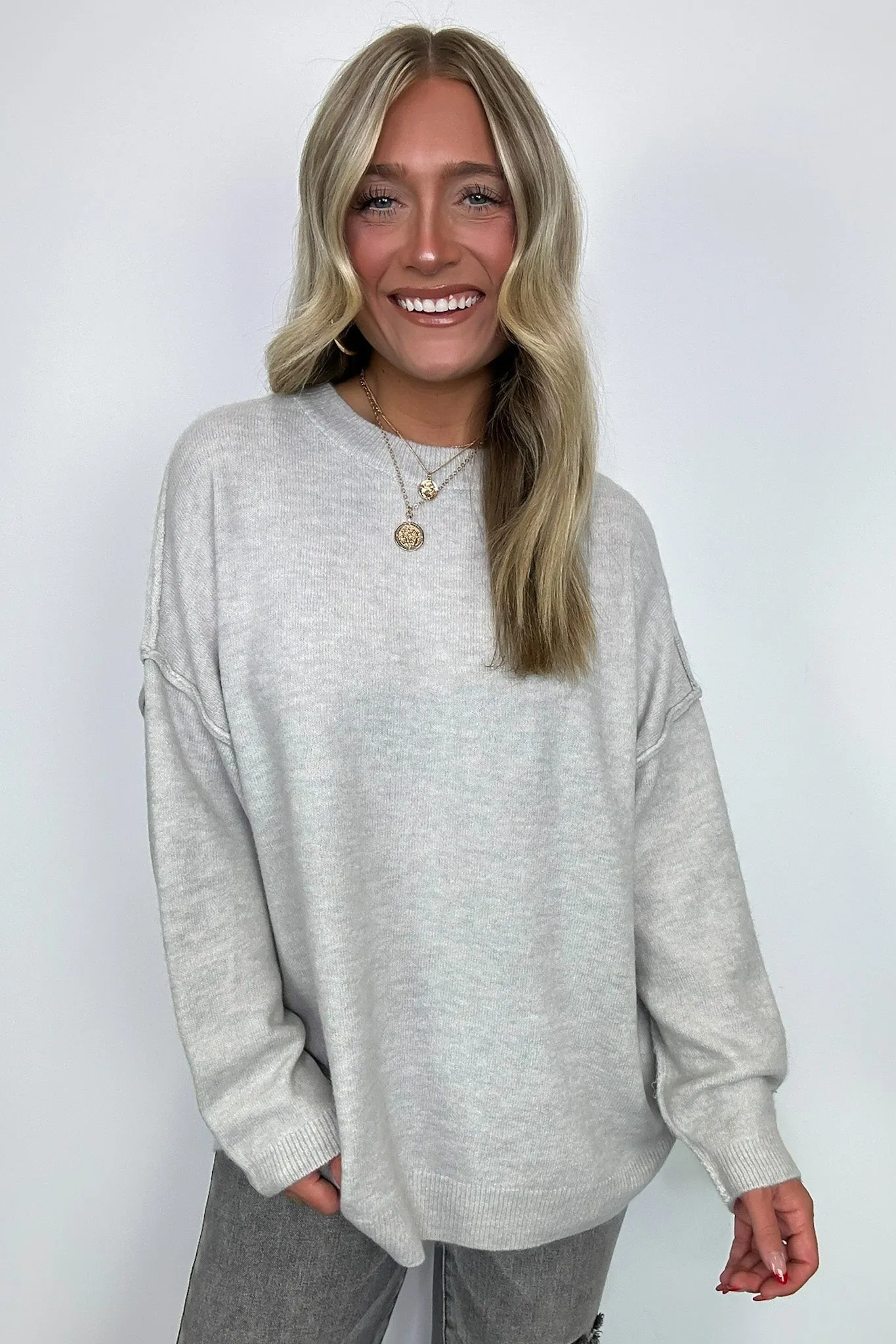 Cozy Midnights Oversized Round Neck Sweater - BACK IN STOCK