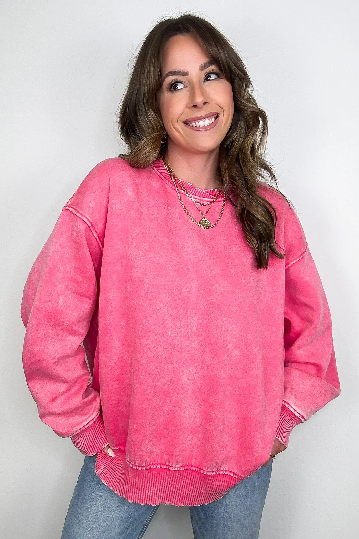 Cozy Vibes Acid Wash Oversized Pullover - BACK IN STOCK