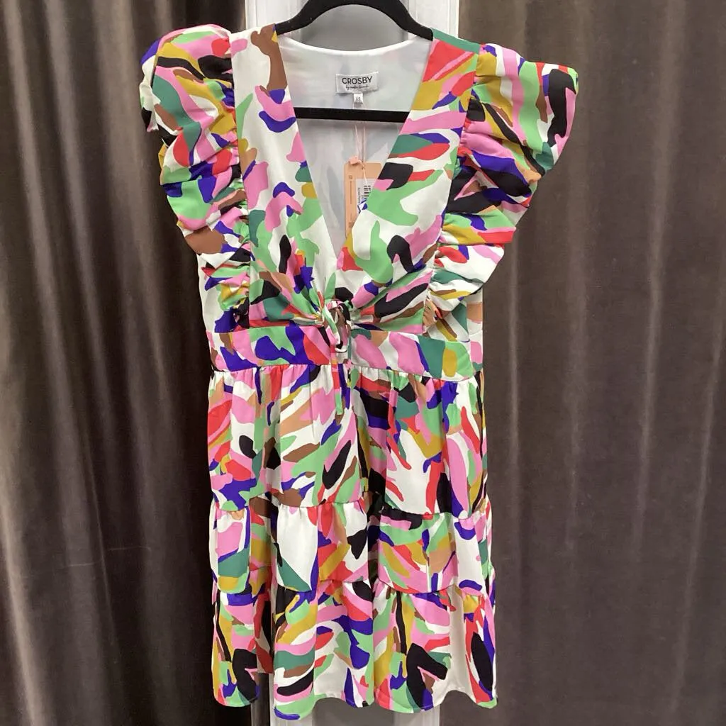 Crosby Patterned Flounce Sleeve DRESSES XS