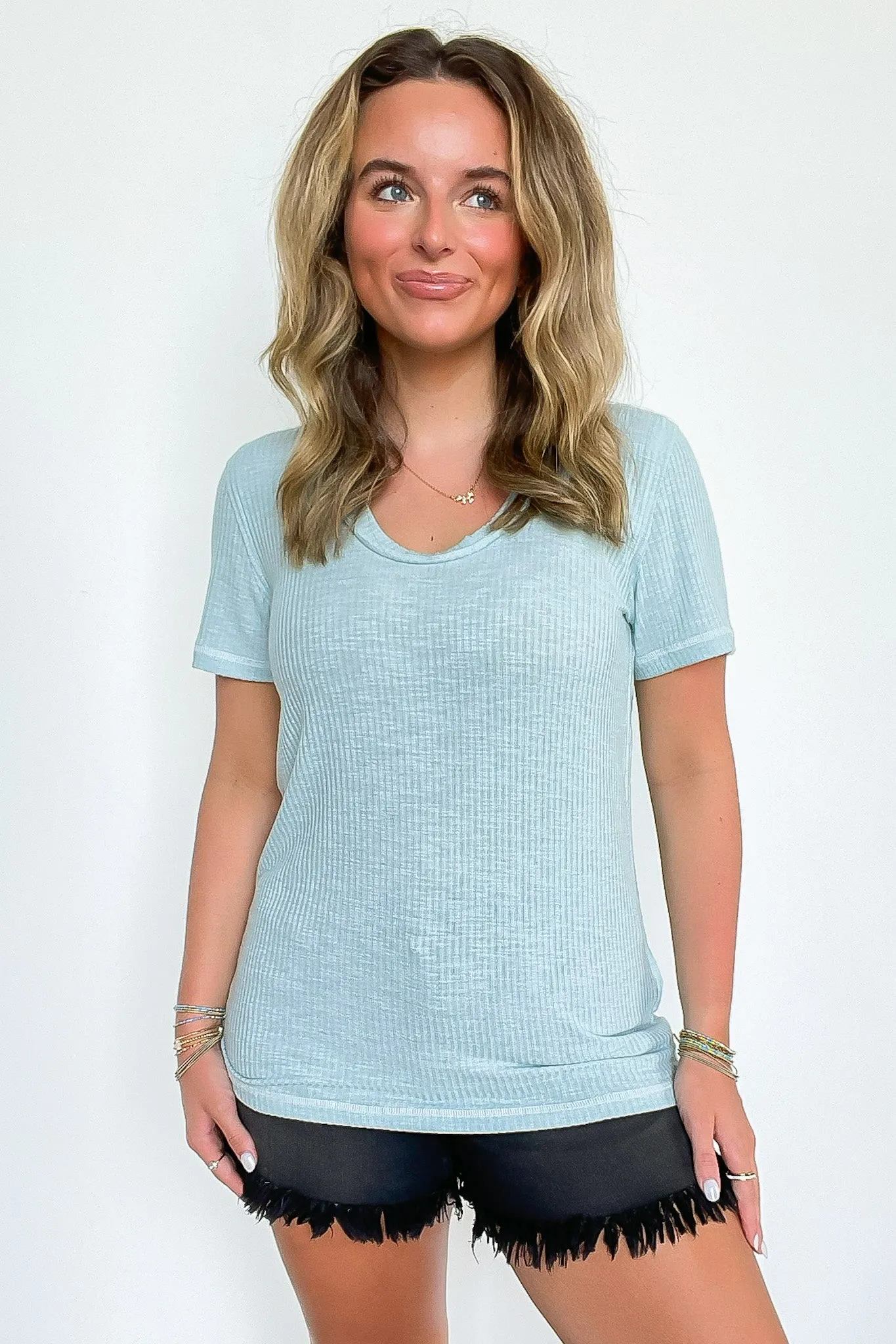 Daily Favorite Jersey Ribbed Round Neck Top