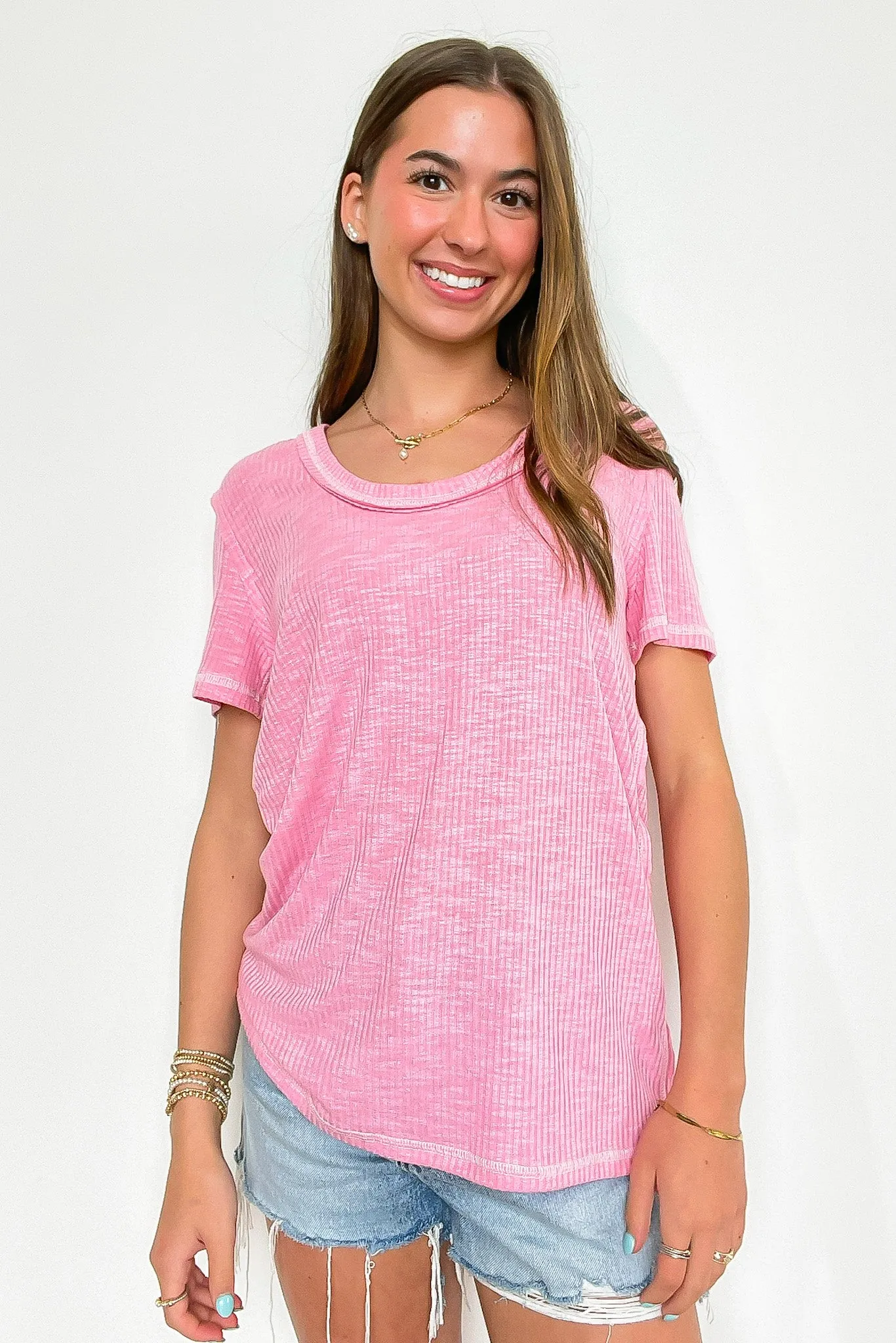 Daily Favorite Jersey Ribbed Round Neck Top