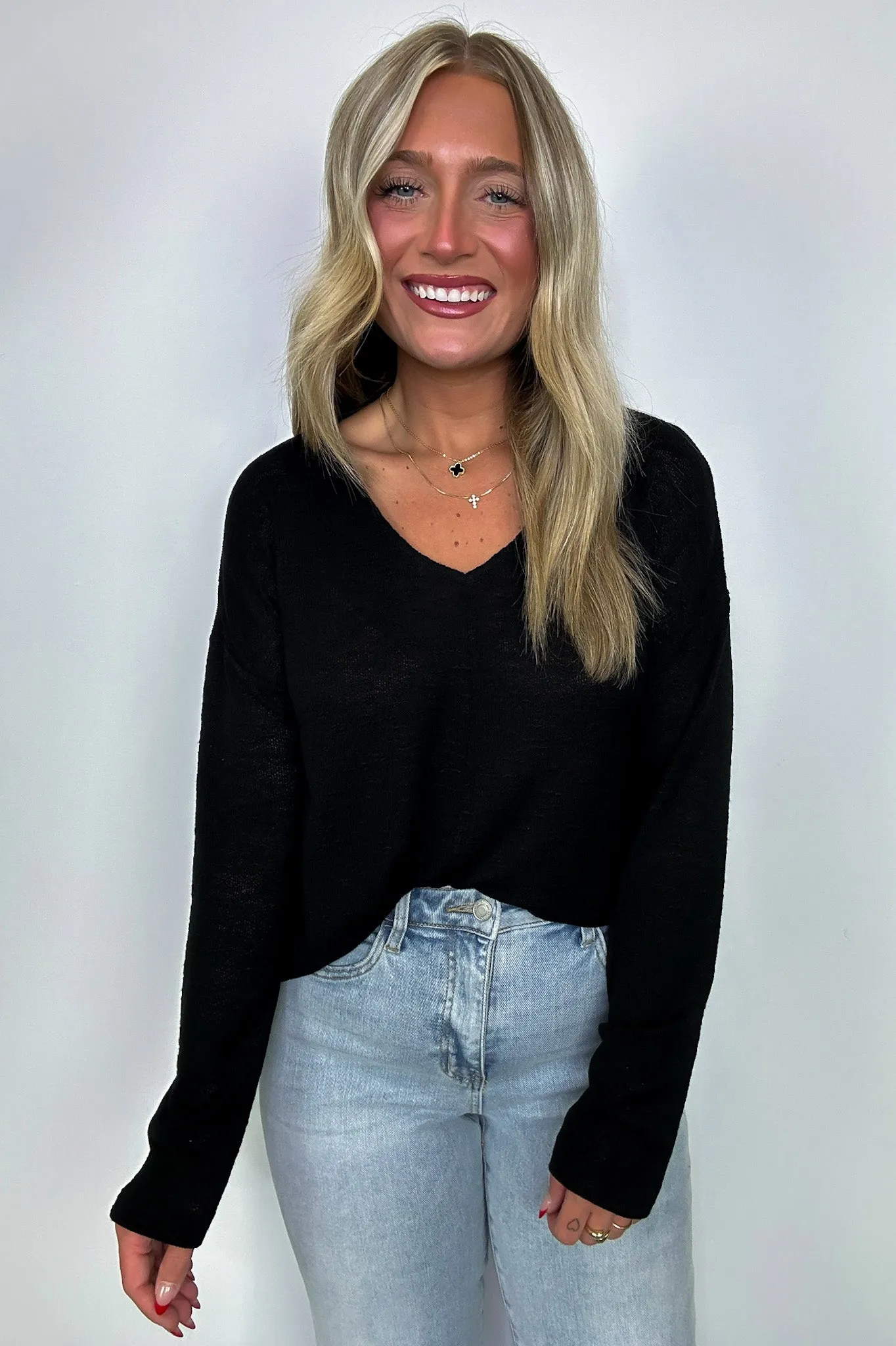 Downtime V-Neck Hacci Knit Top