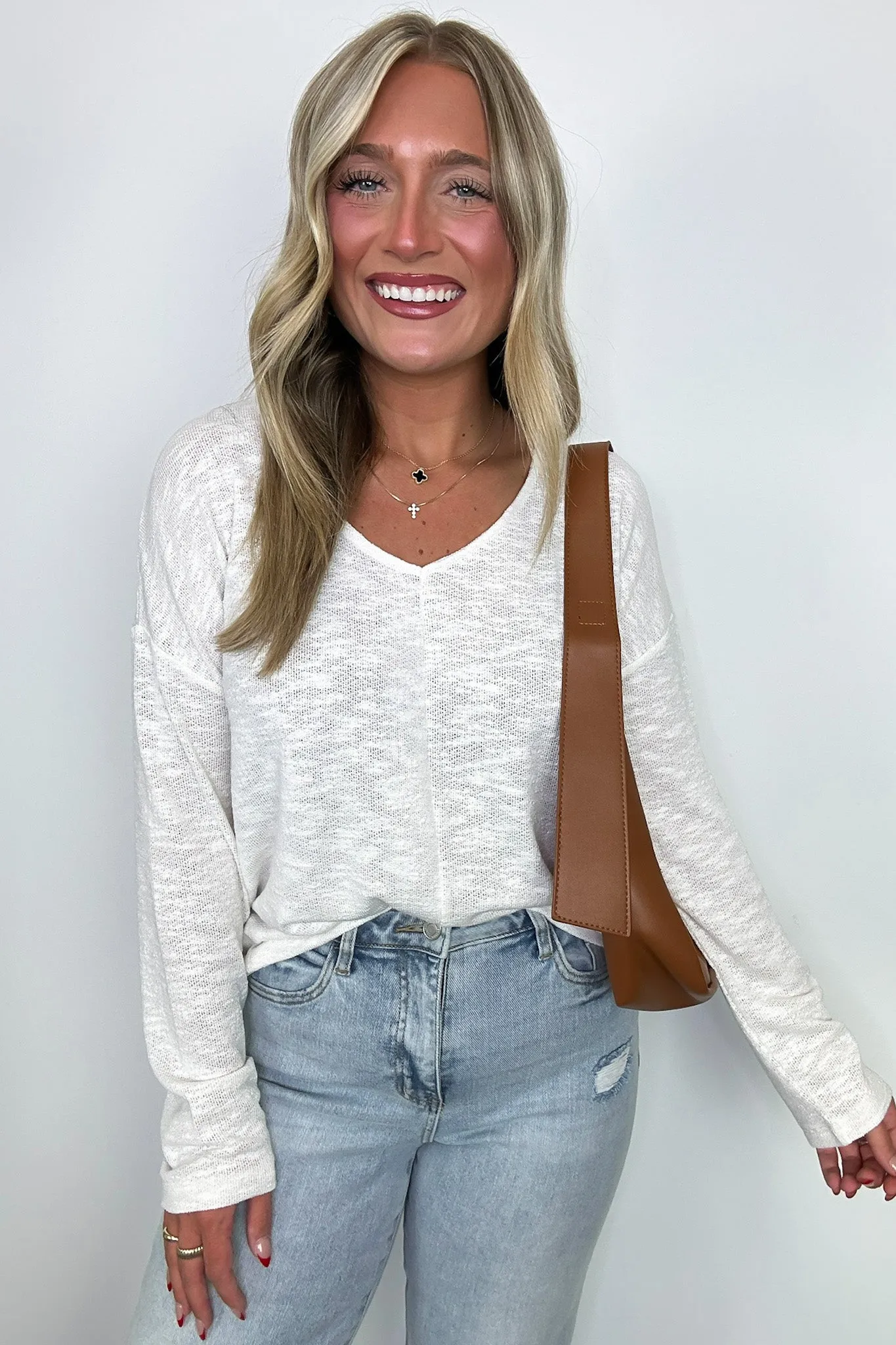 Downtime V-Neck Hacci Knit Top