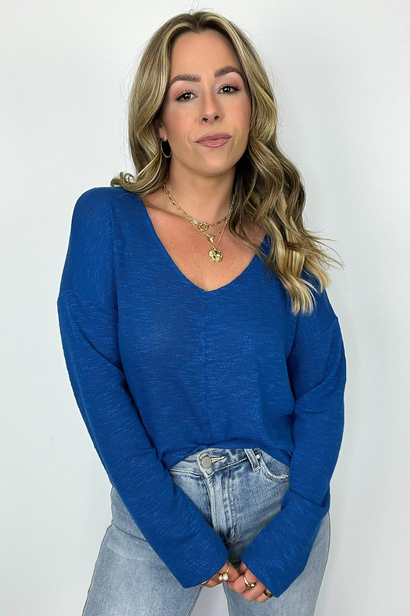 Downtime V-Neck Hacci Knit Top