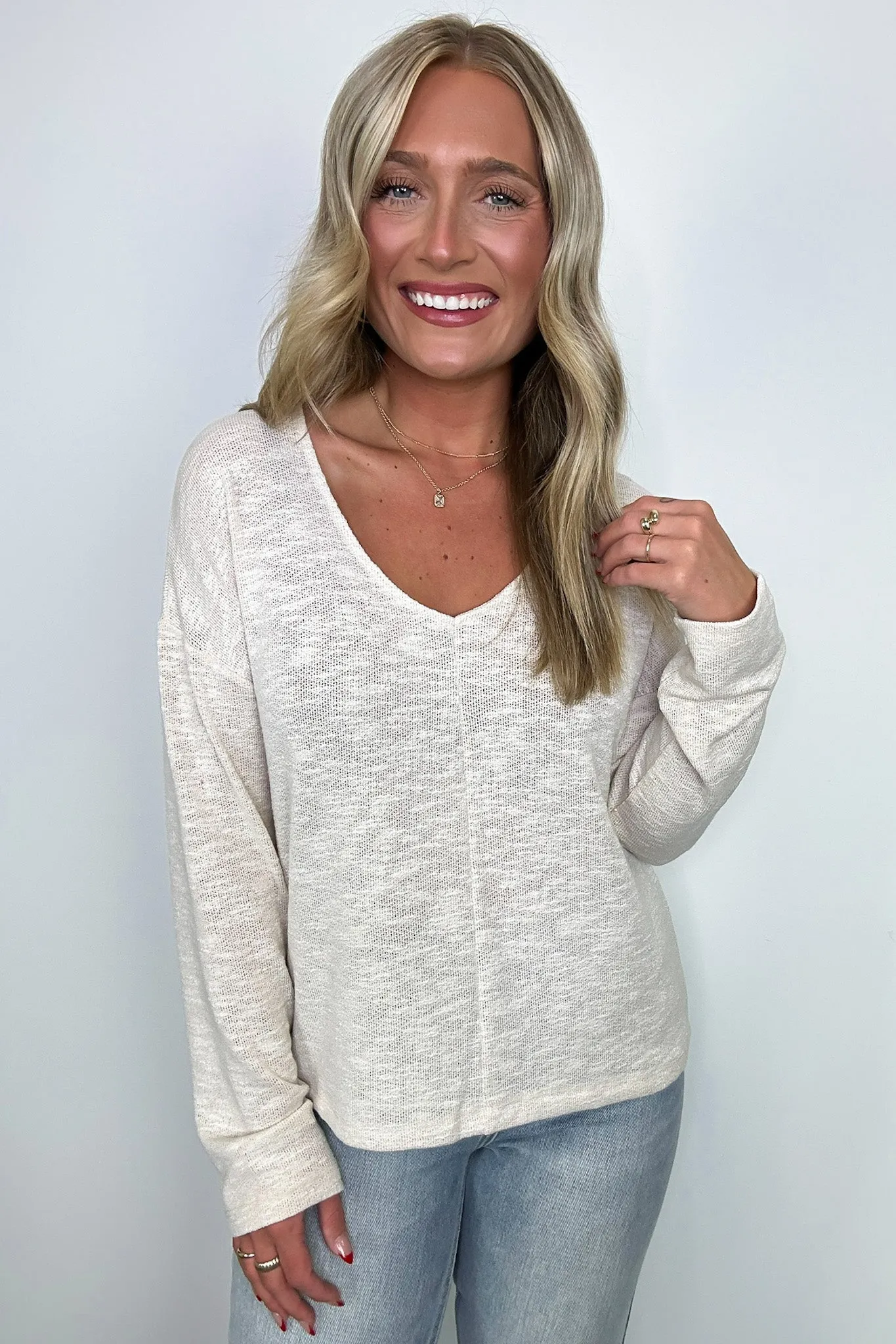 Downtime V-Neck Hacci Knit Top
