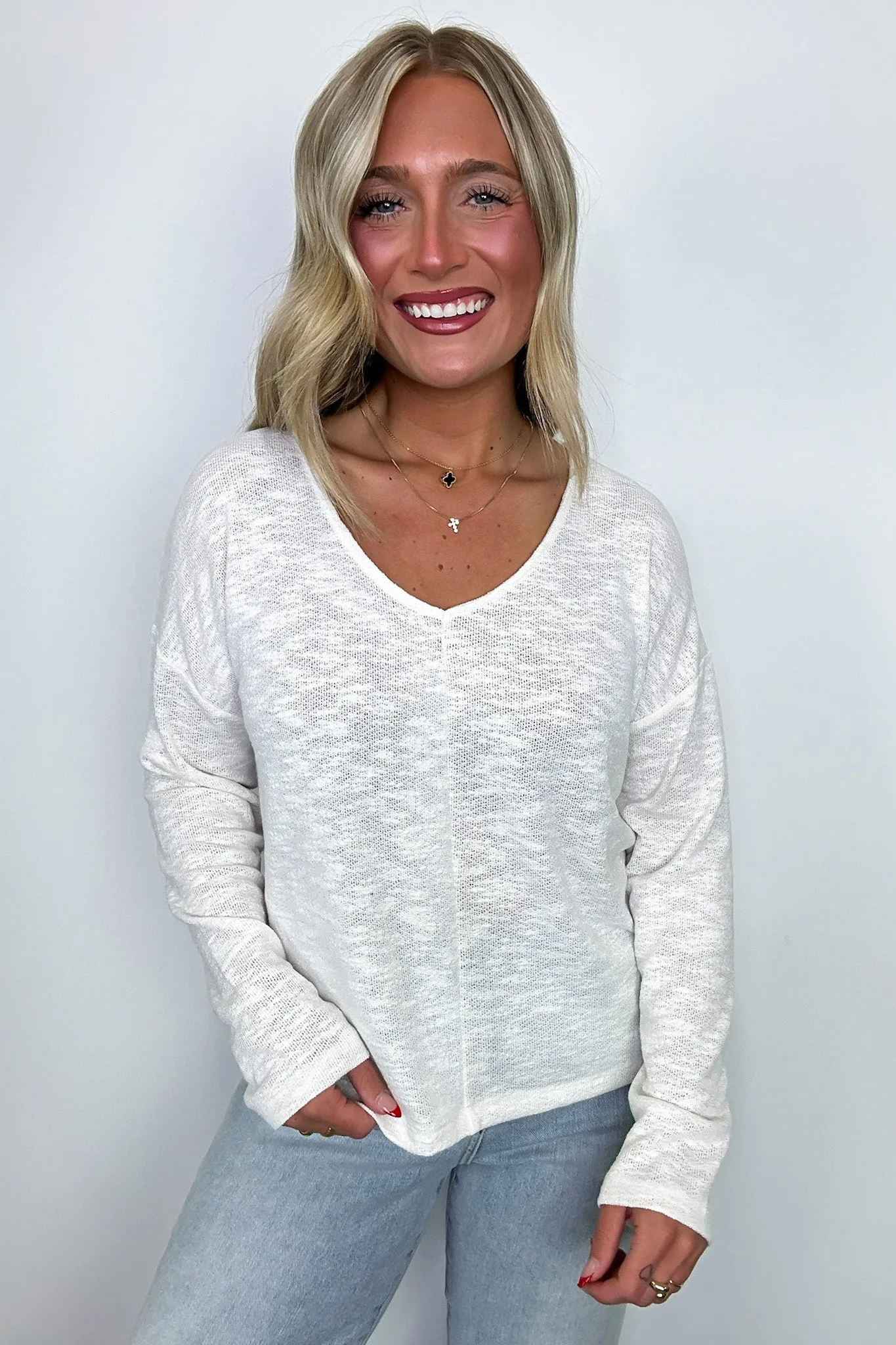 Downtime V-Neck Hacci Knit Top