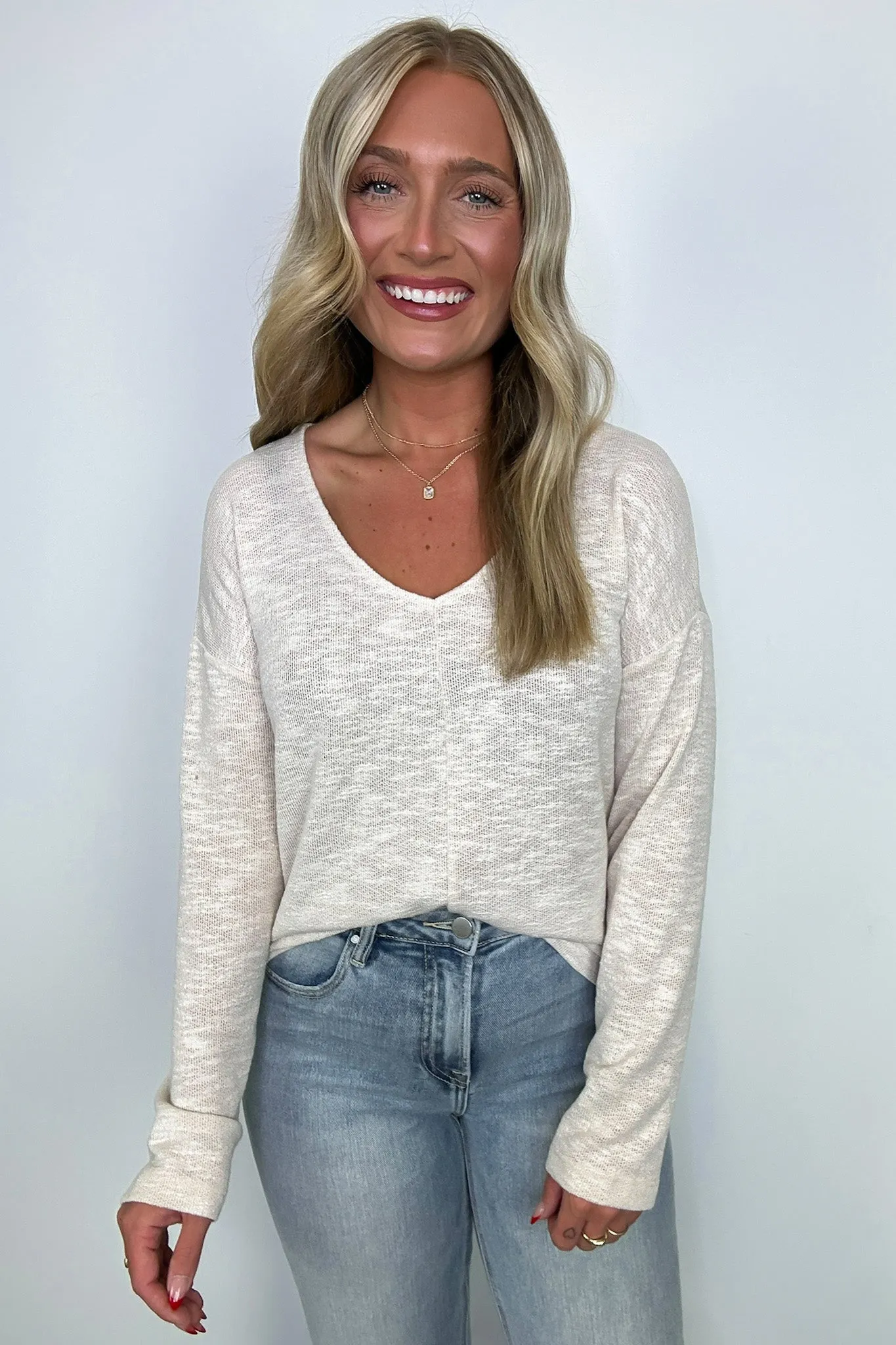Downtime V-Neck Hacci Knit Top