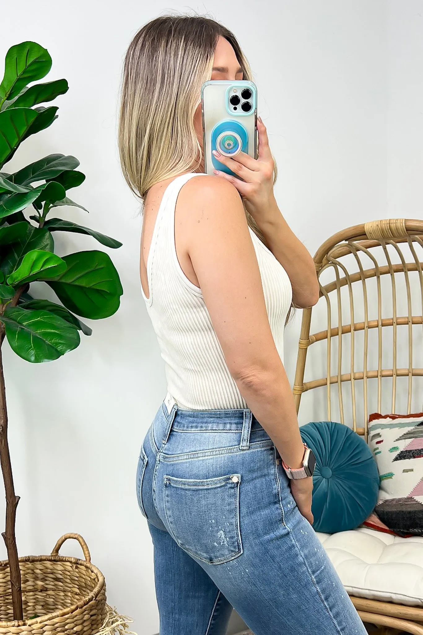 Dream Weekend Acid Wash Two-Way Neckline Tank Top - FINAL SALE