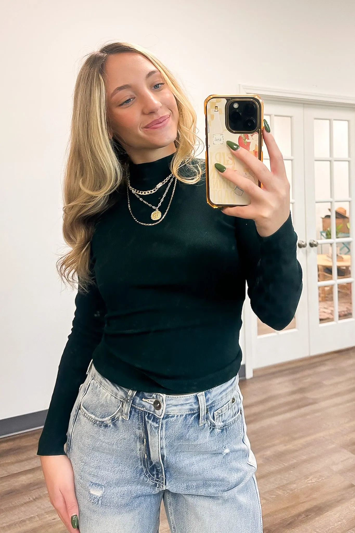 Easy Selection Mock Neck Long Sleeve Knit Top