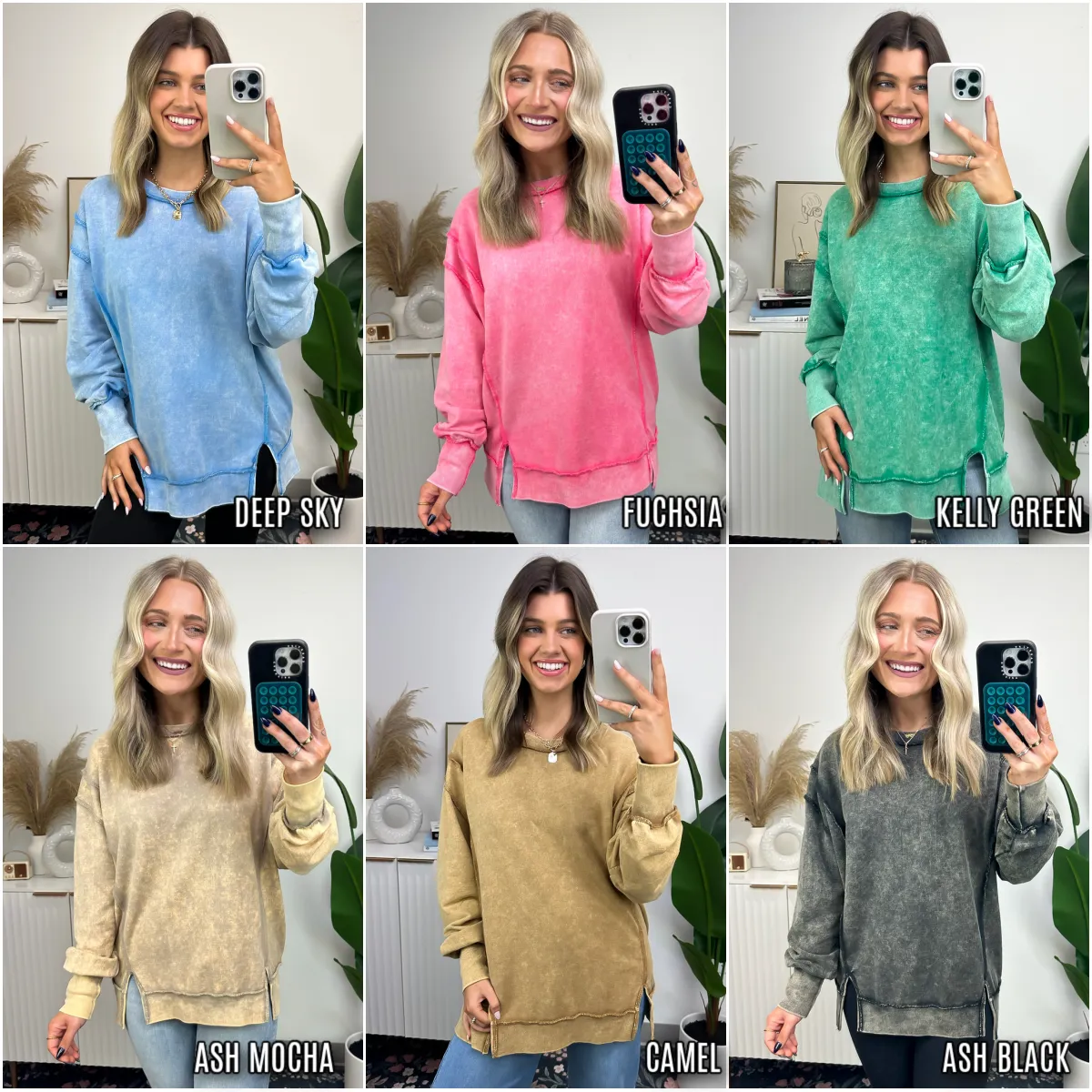 Effortless Outing Acid Wash Exposed Seam Pullover - FINAL SALE
