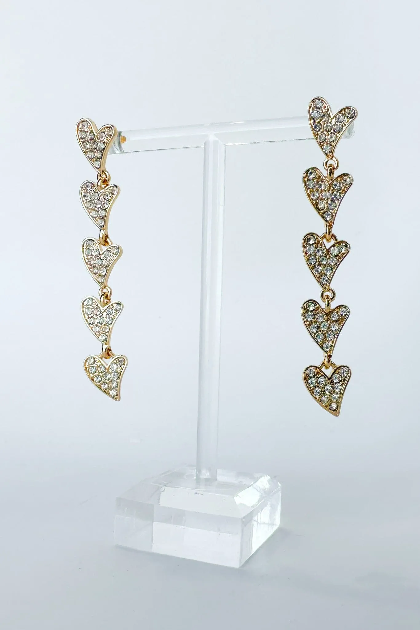 Elegant Forever Rhinestone Heart Drop Earrings