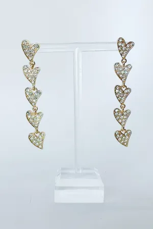 Elegant Forever Rhinestone Heart Drop Earrings
