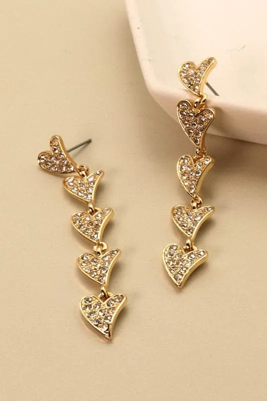 Elegant Forever Rhinestone Heart Drop Earrings