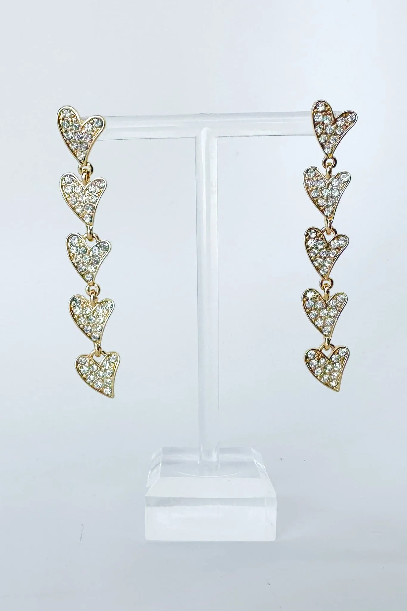Elegant Forever Rhinestone Heart Drop Earrings