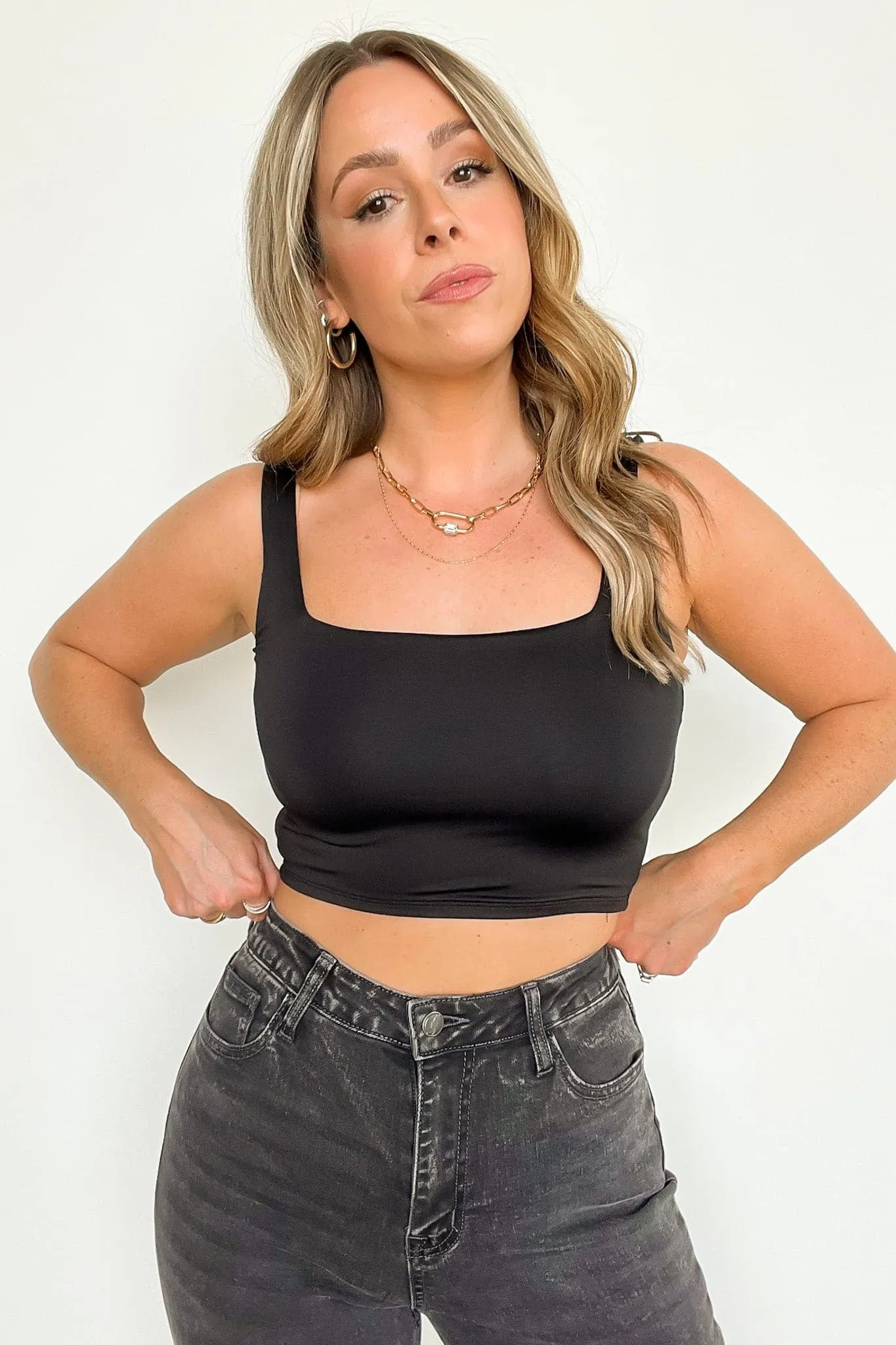 Elysha Cropped Square Neck Tank Top - FINAL SALE