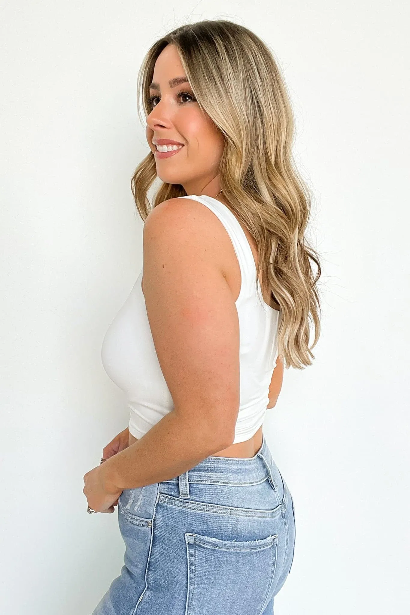 Elysha Cropped Square Neck Tank Top - FINAL SALE