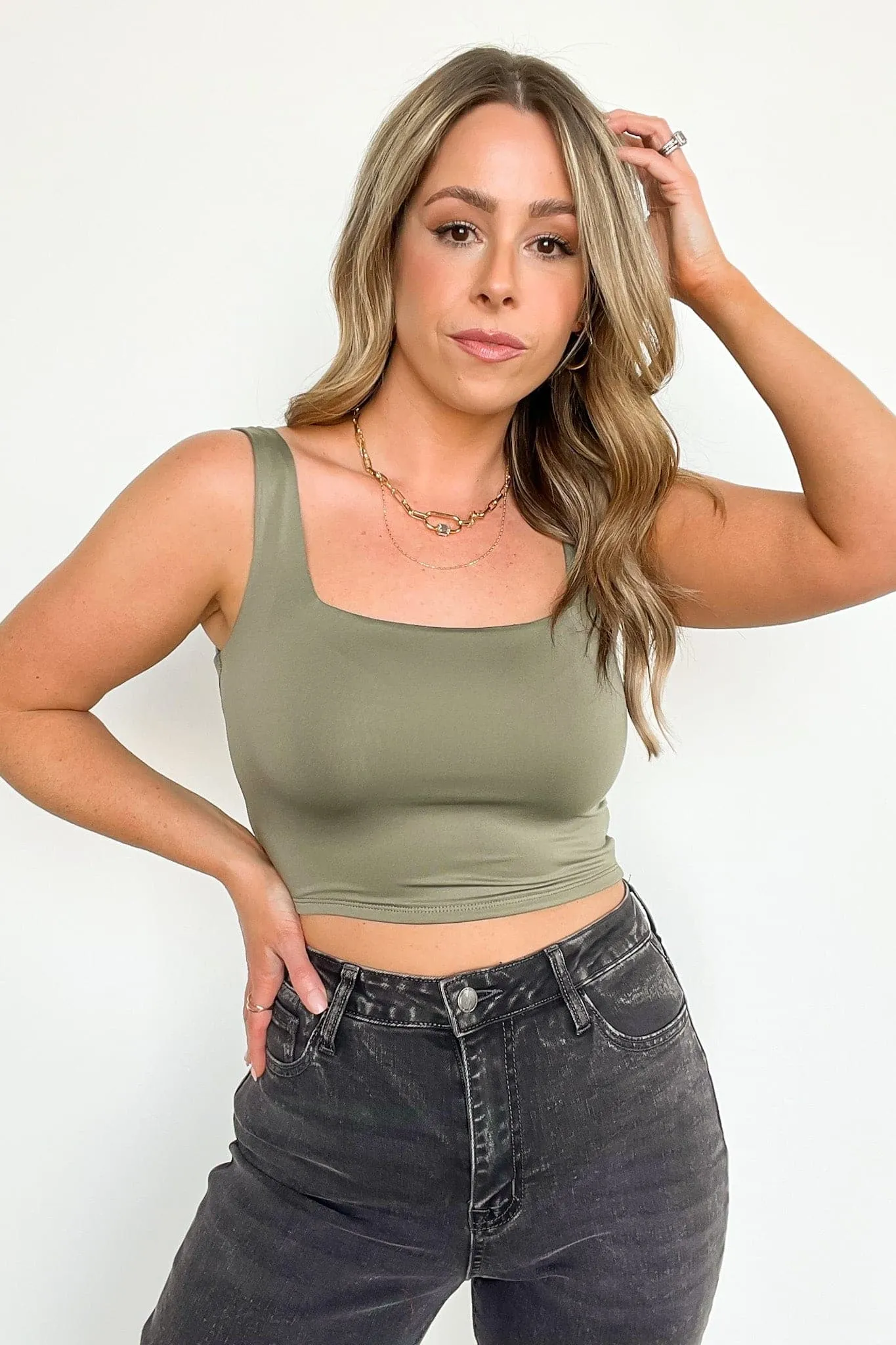 Elysha Cropped Square Neck Tank Top - FINAL SALE
