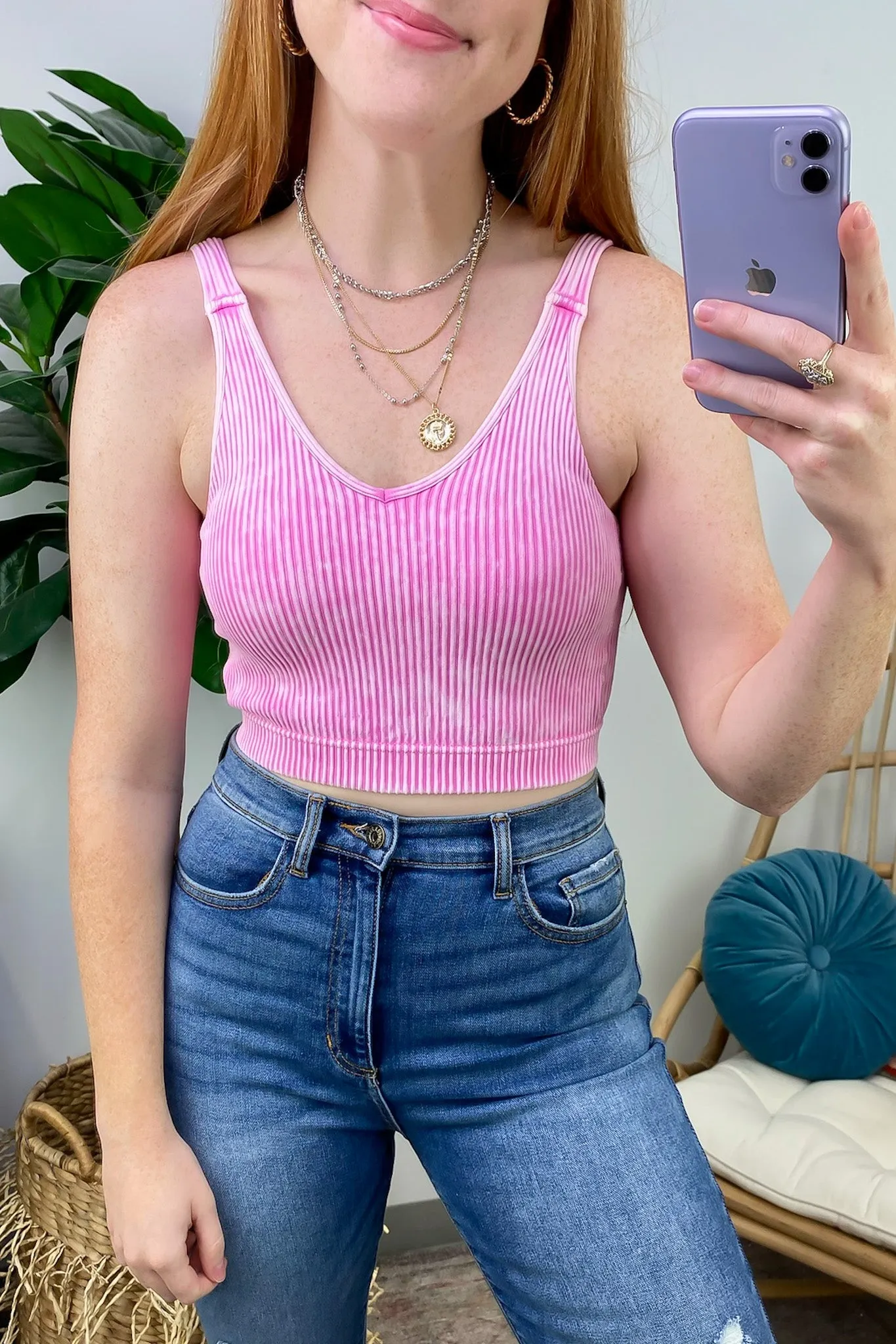 Farran Washed Ribbed Padded Bra Tank Top - BACK IN STOCK