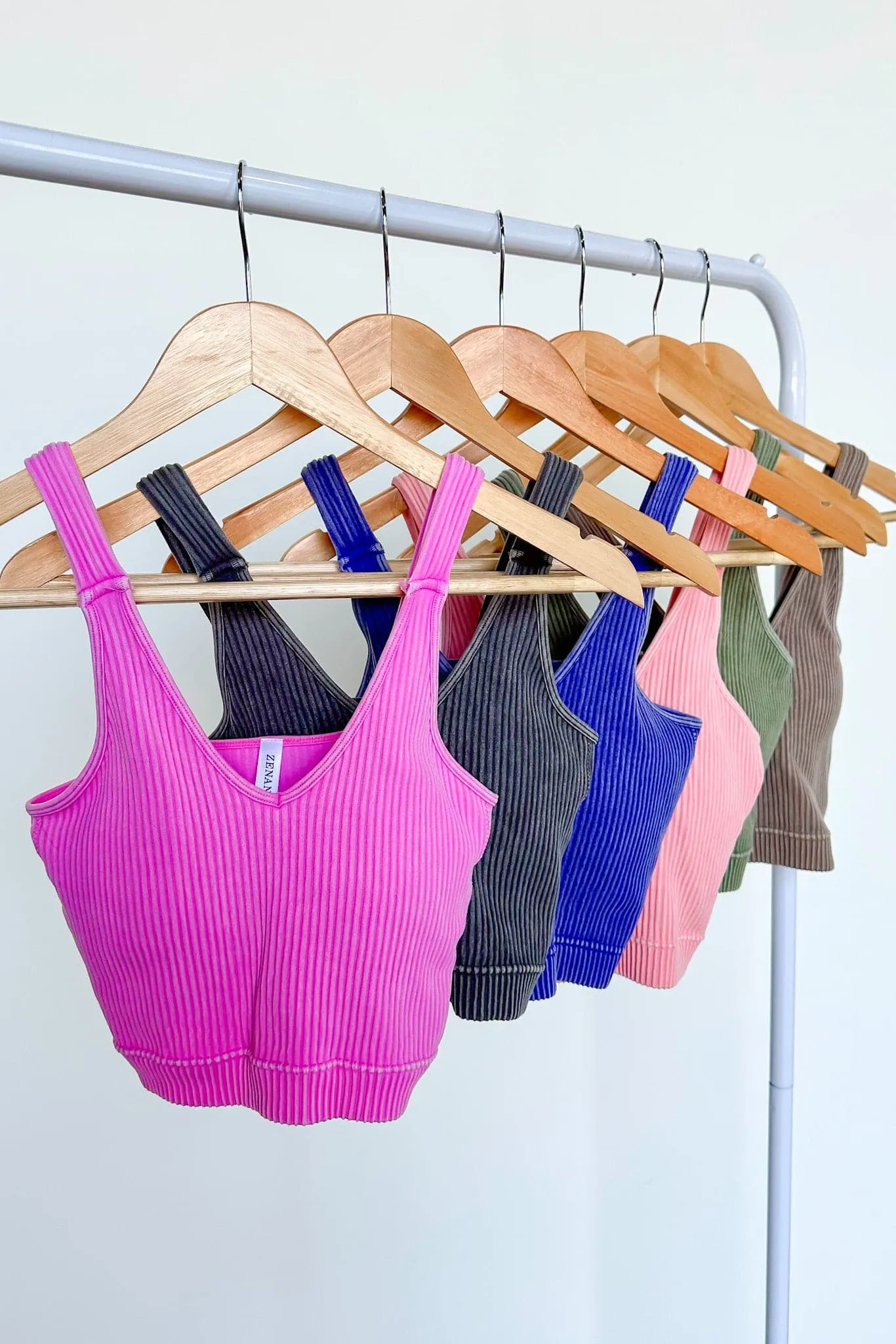 Farran Washed Ribbed Padded Bra Tank Top - BACK IN STOCK