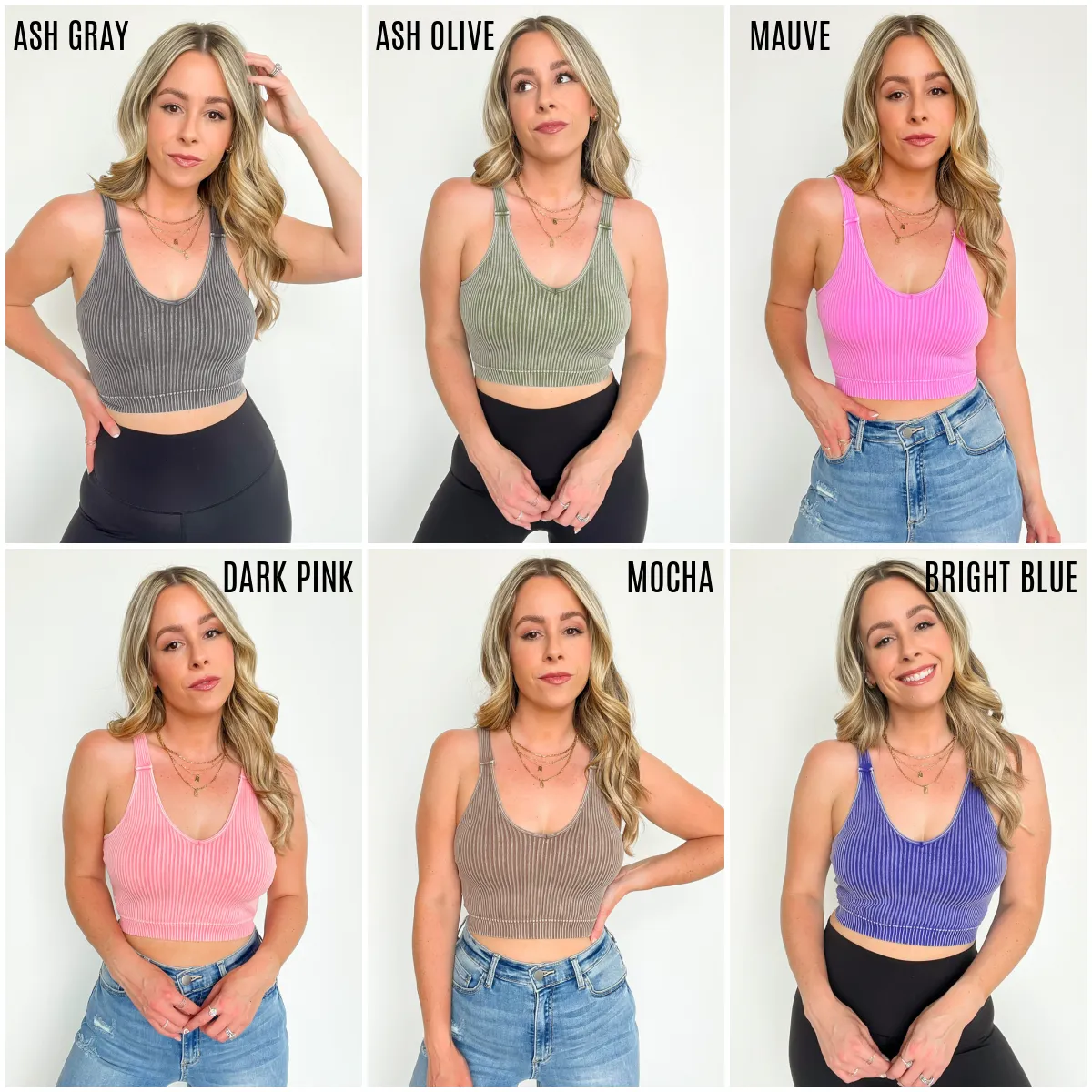 Farran Washed Ribbed Padded Bra Tank Top - BACK IN STOCK