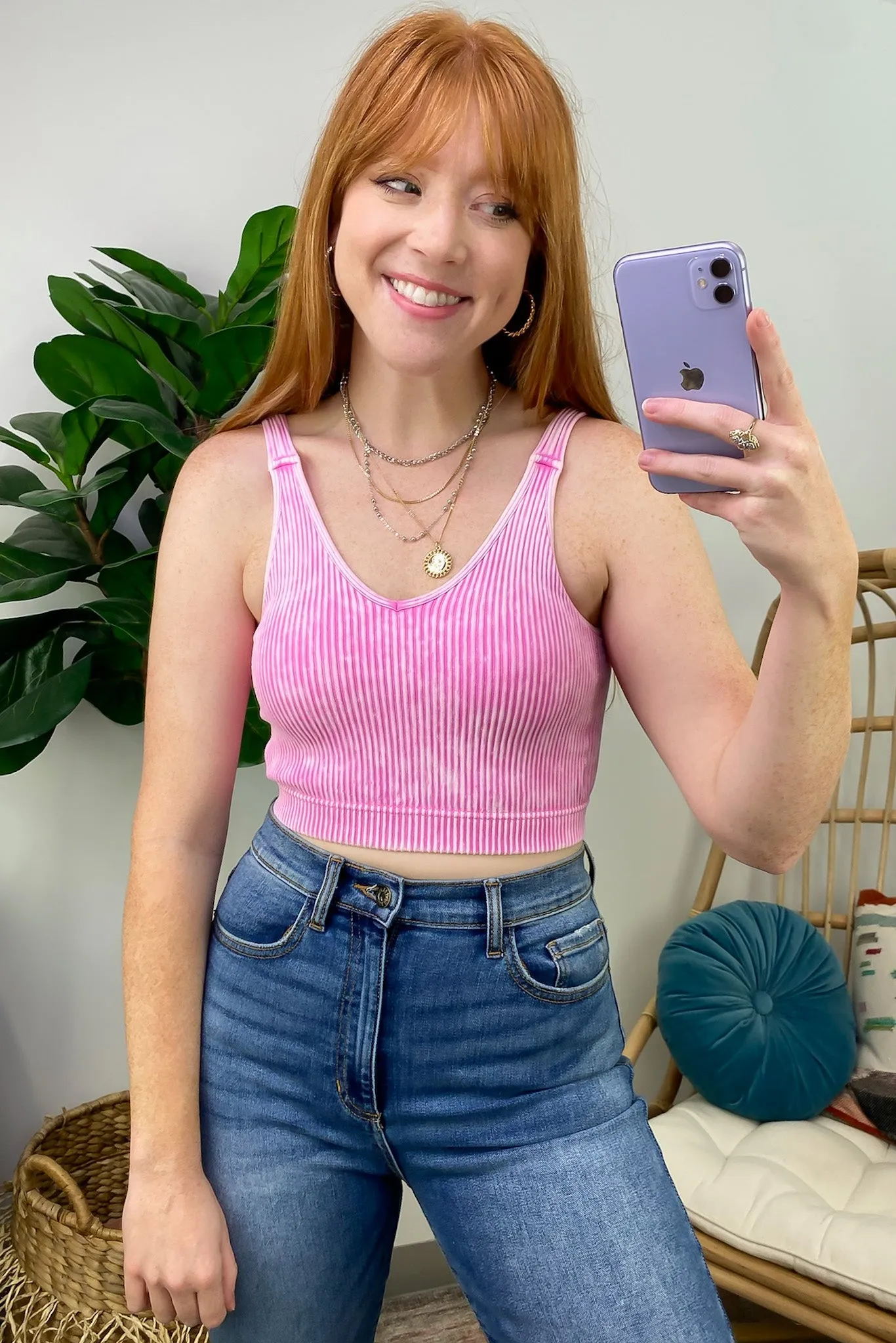 Farran Washed Ribbed Padded Bra Tank Top - BACK IN STOCK