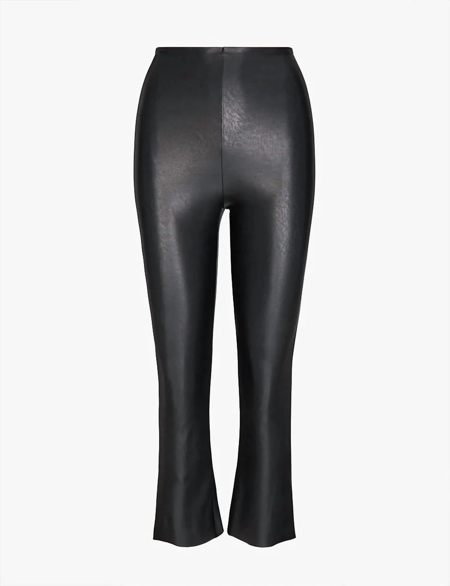 Faux Leather Crop Flare Legging In Black