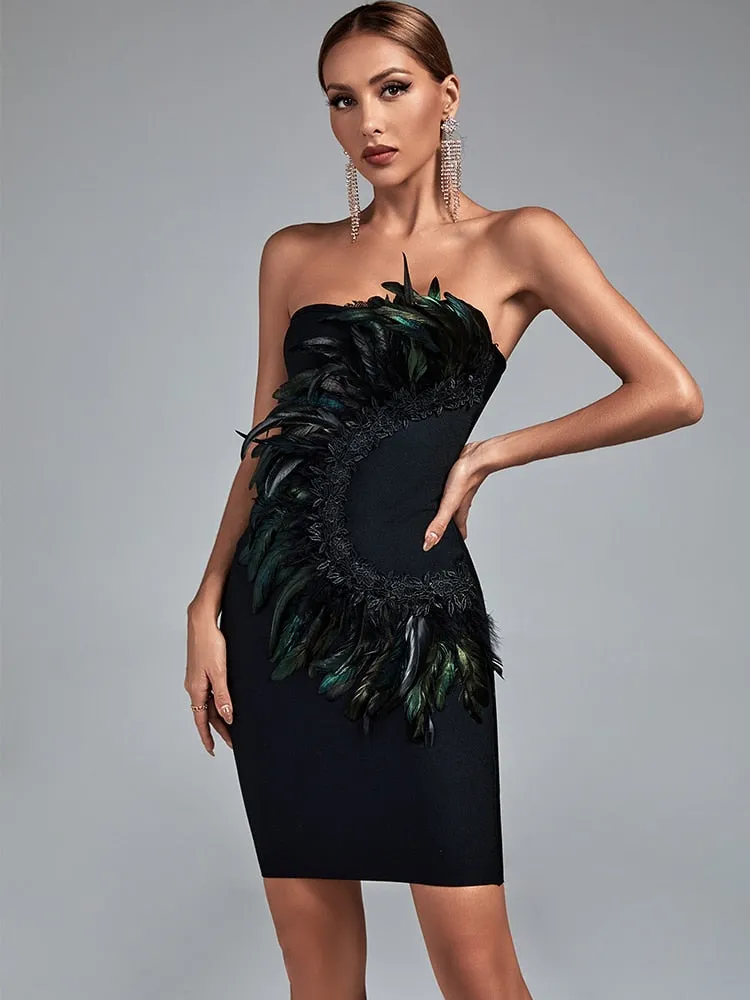 Feather Lace Bodycon Dress Anna Kay Co