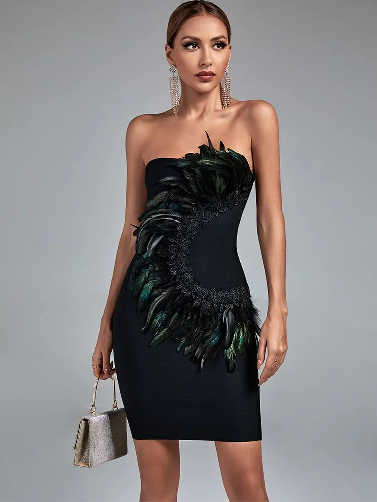 Feather Lace Bodycon Dress Anna Kay Co