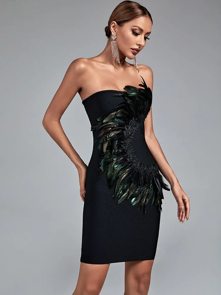 Feather Lace Bodycon Dress Anna Kay Co