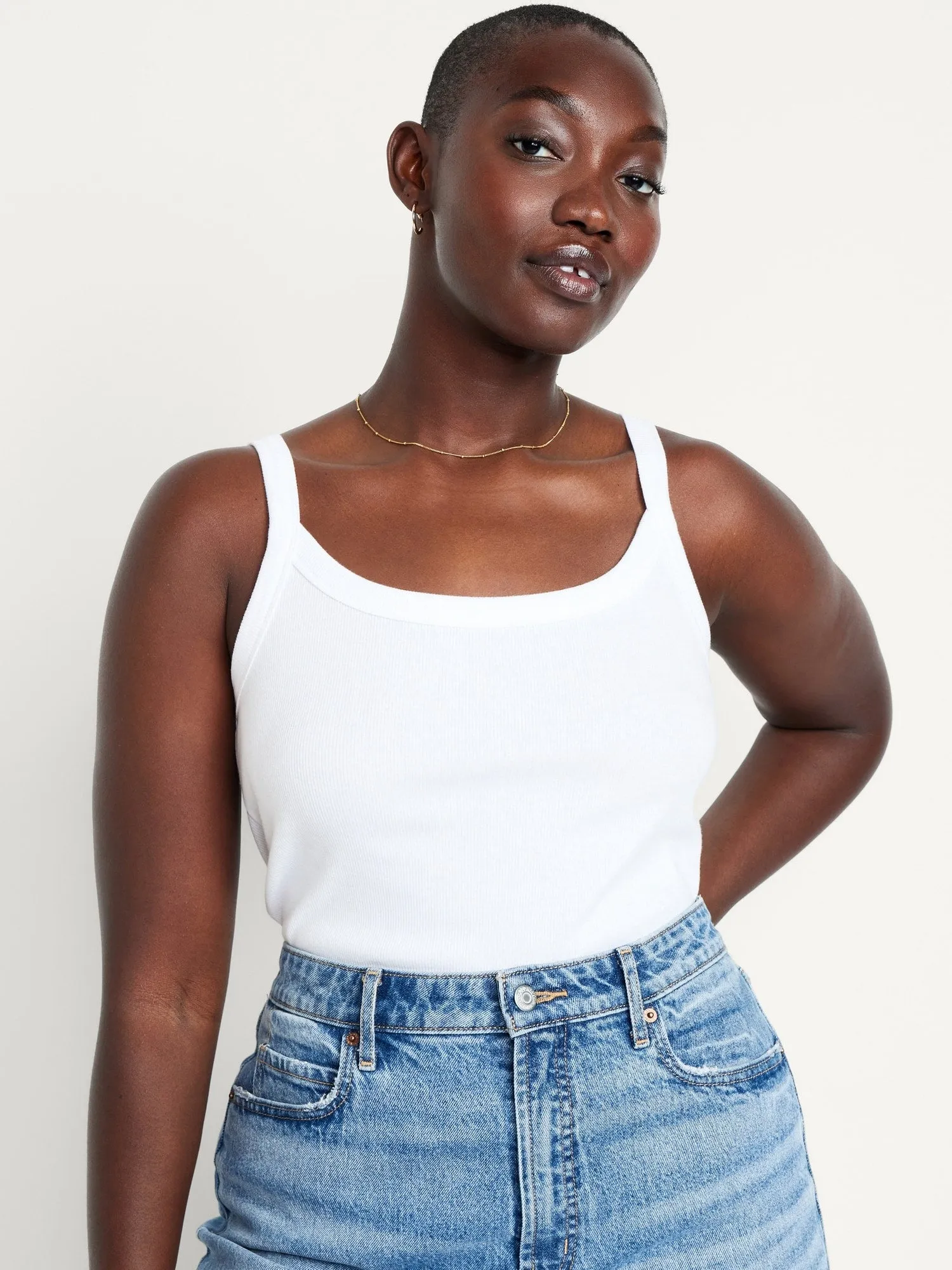 Fitted Rib-Knit Tank Top for Women