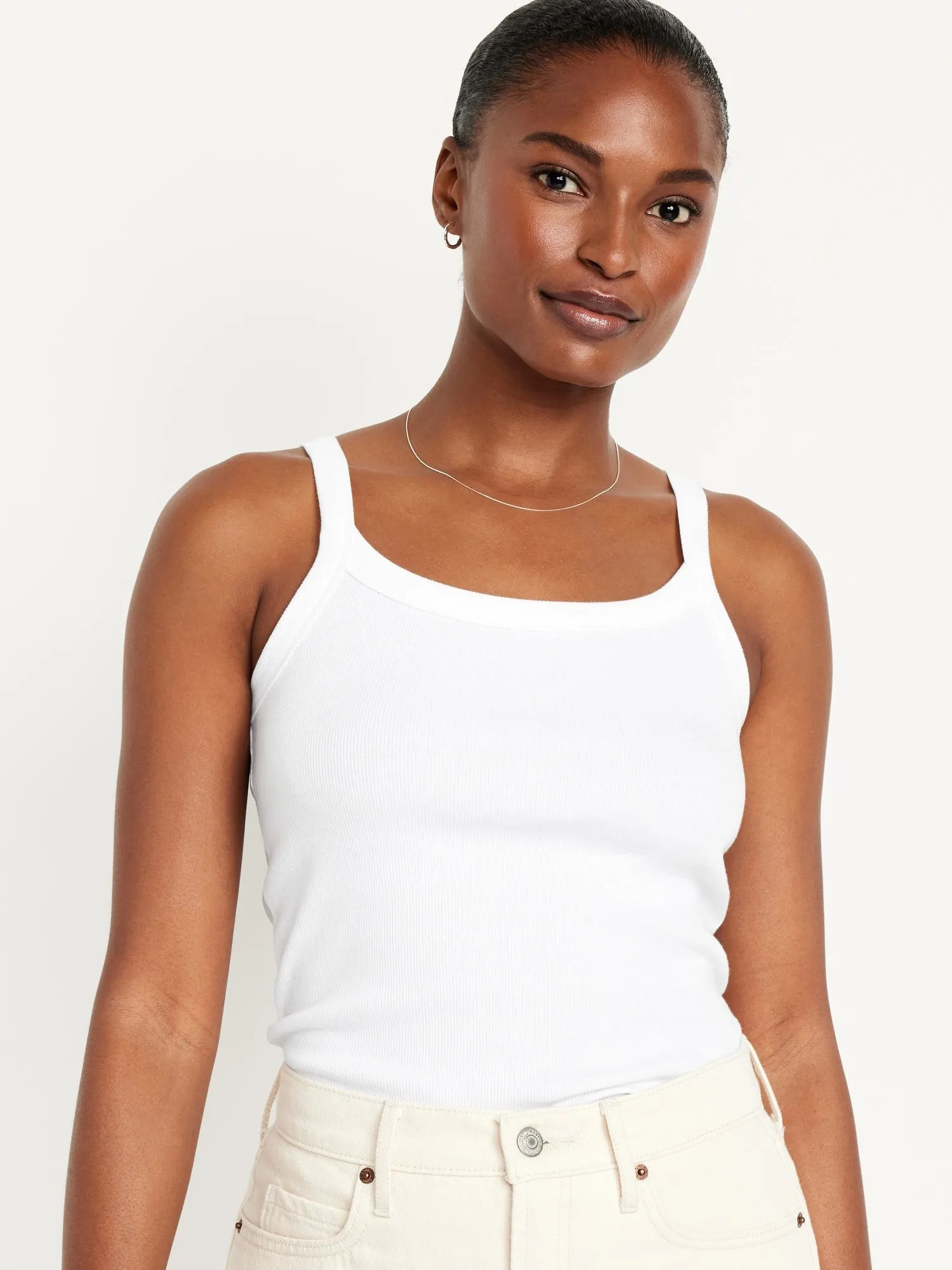 Fitted Rib-Knit Tank Top for Women