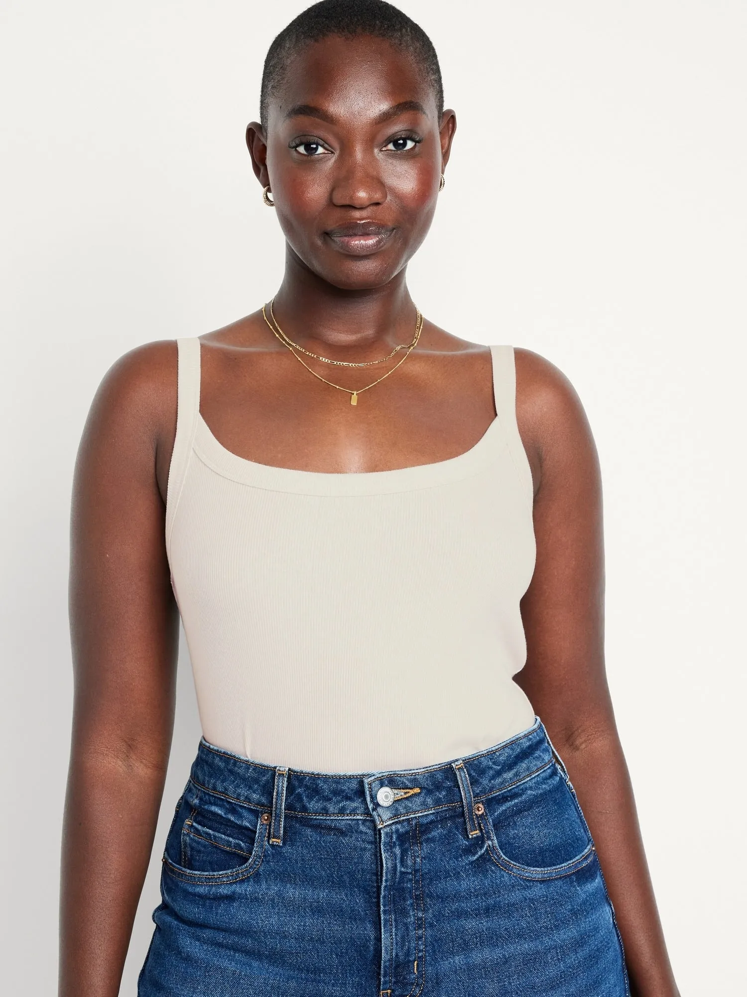 Fitted Rib-Knit Tank Top for Women