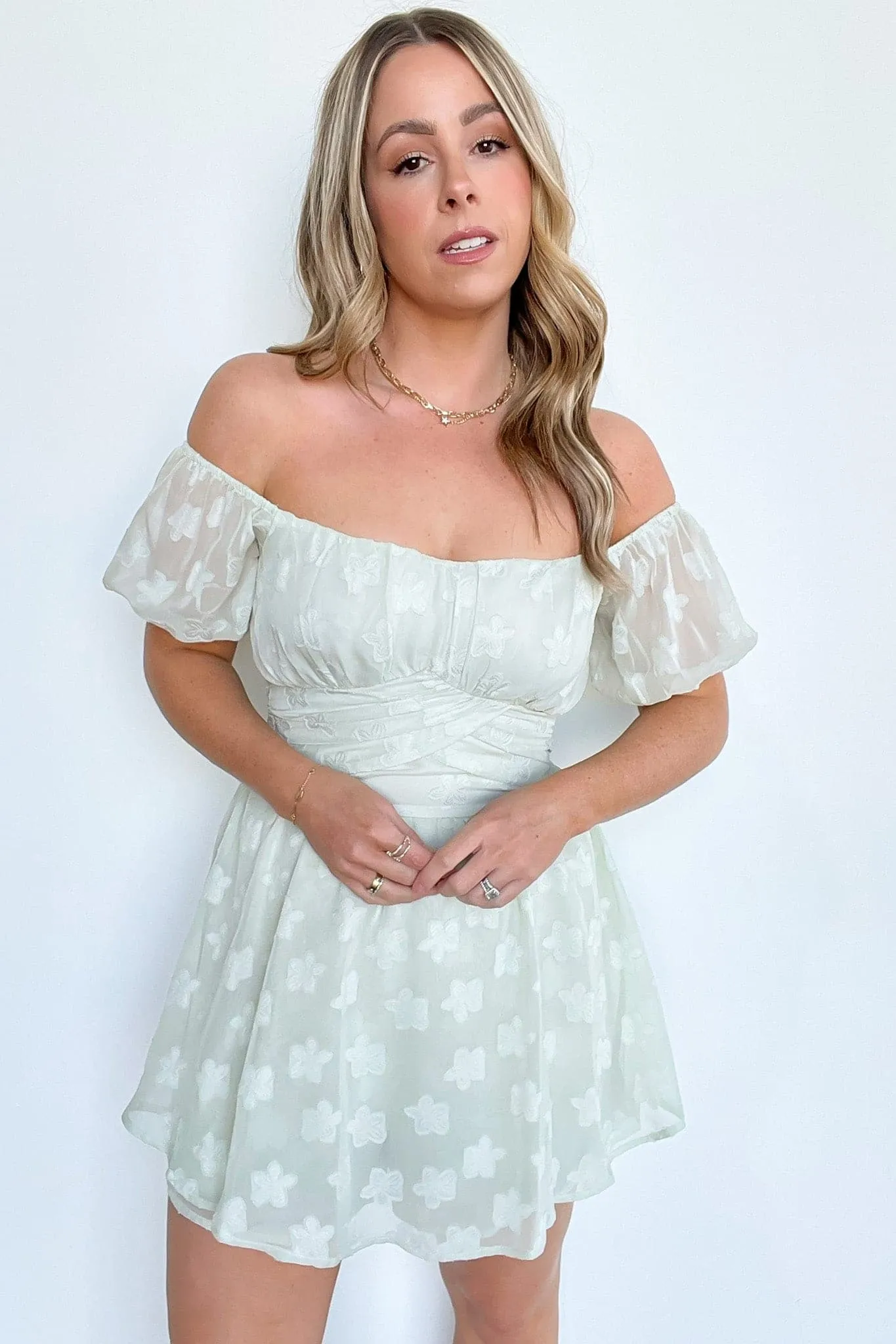 Floating Through Flowers Off Shoulder Romper - FINAL SALE