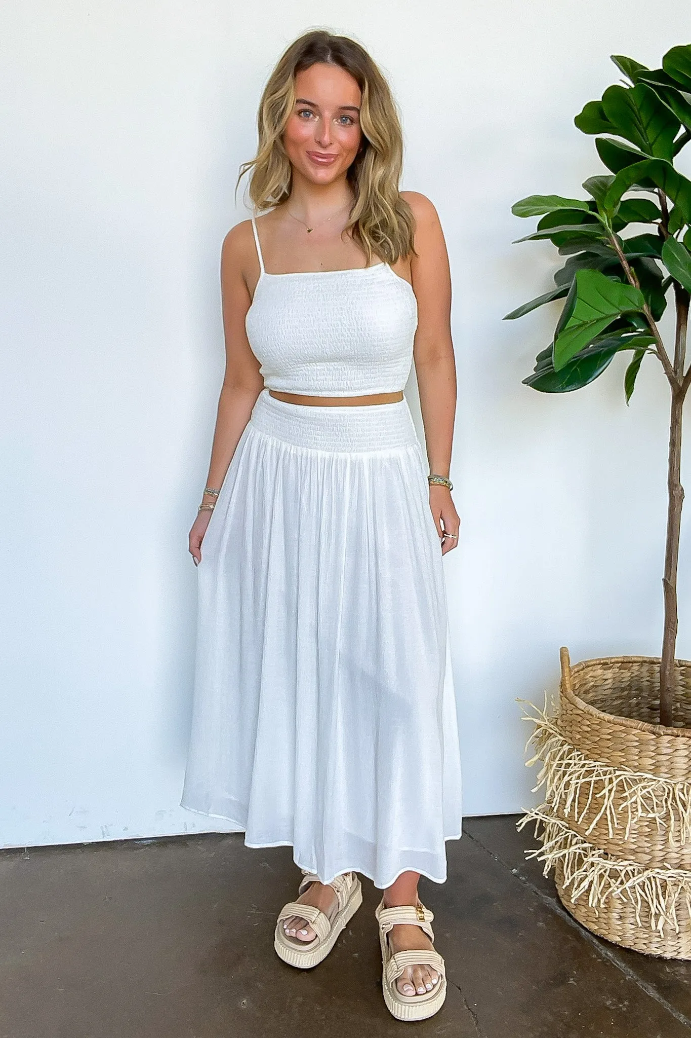 Georgiana Smocked Waist Maxi Top and Skirt Set