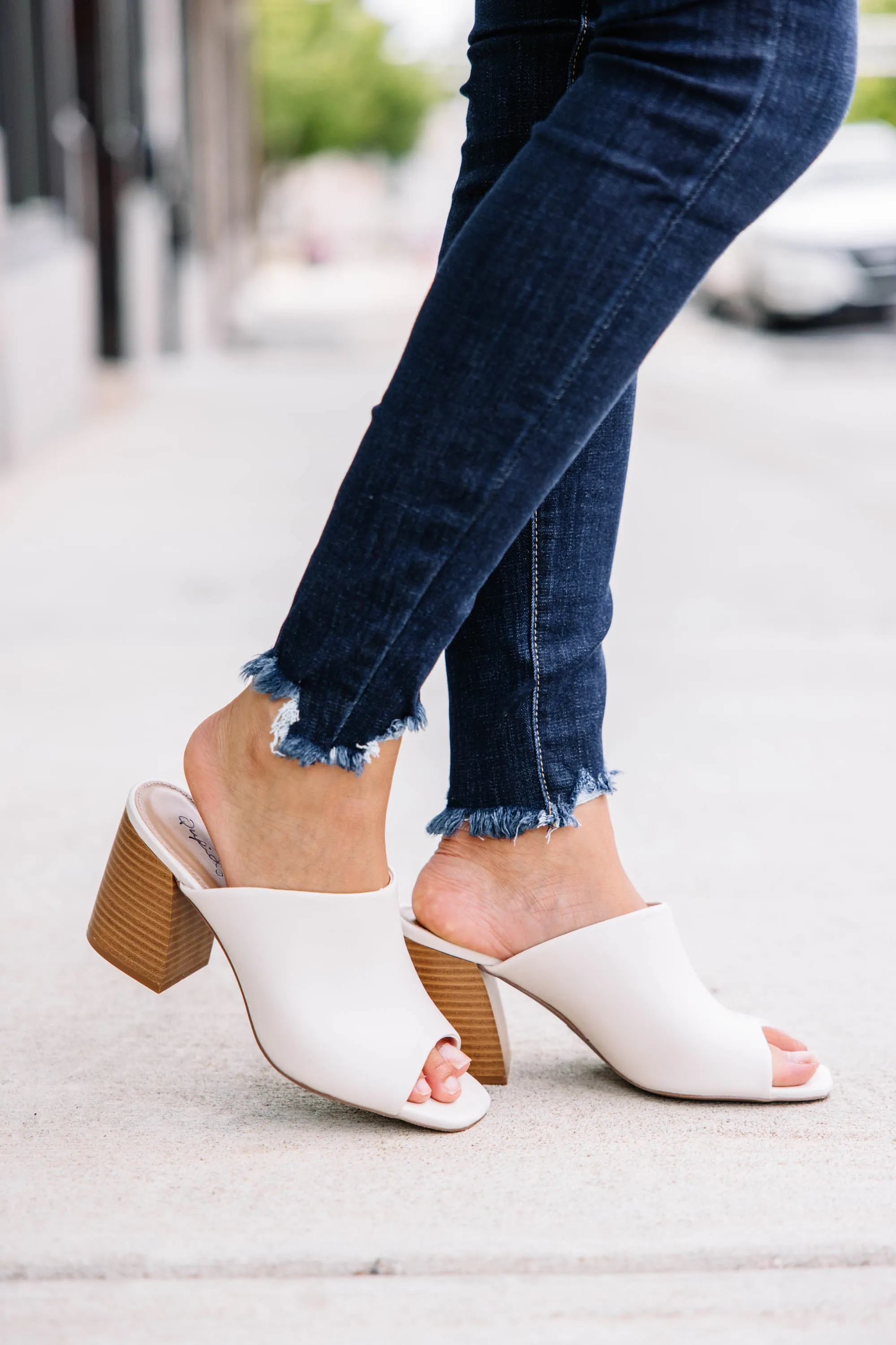 Give It Your All Off White Mule Booties
