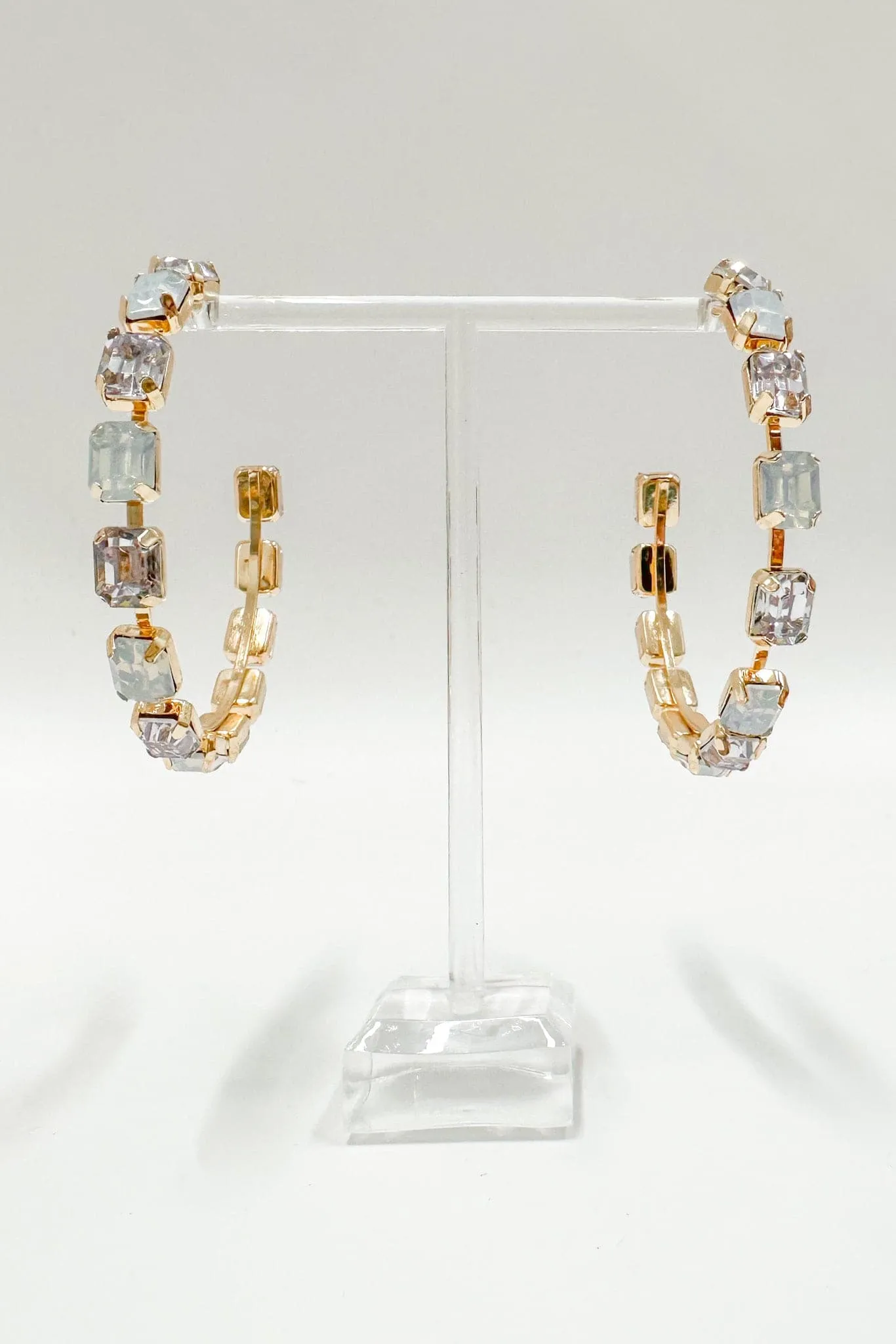 Glamorous Dedication Rhinestone Opal Hoop Earrings