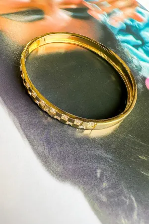 Gold Checkered Bangle Bracelet
