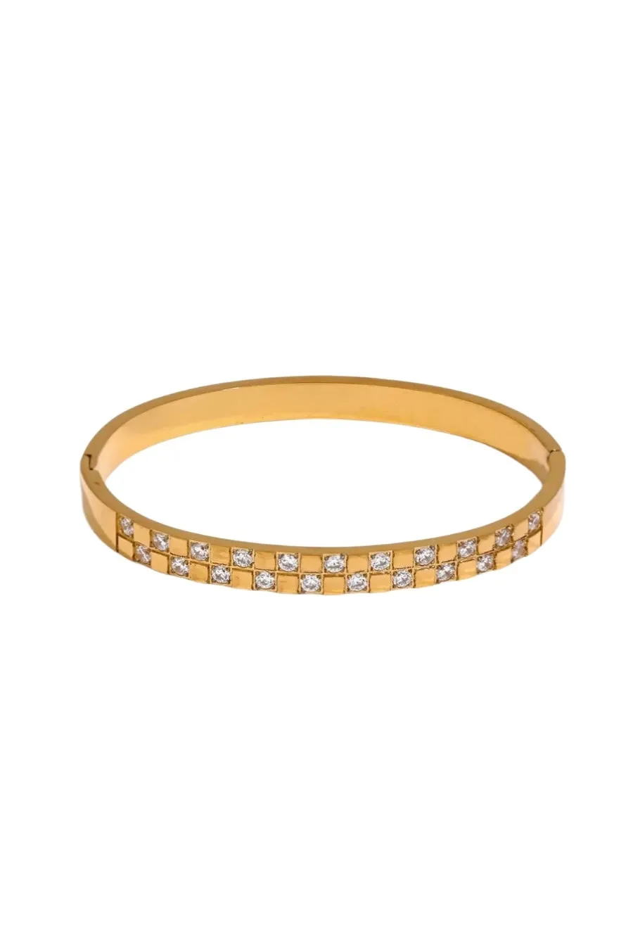 Gold Checkered Bangle Bracelet