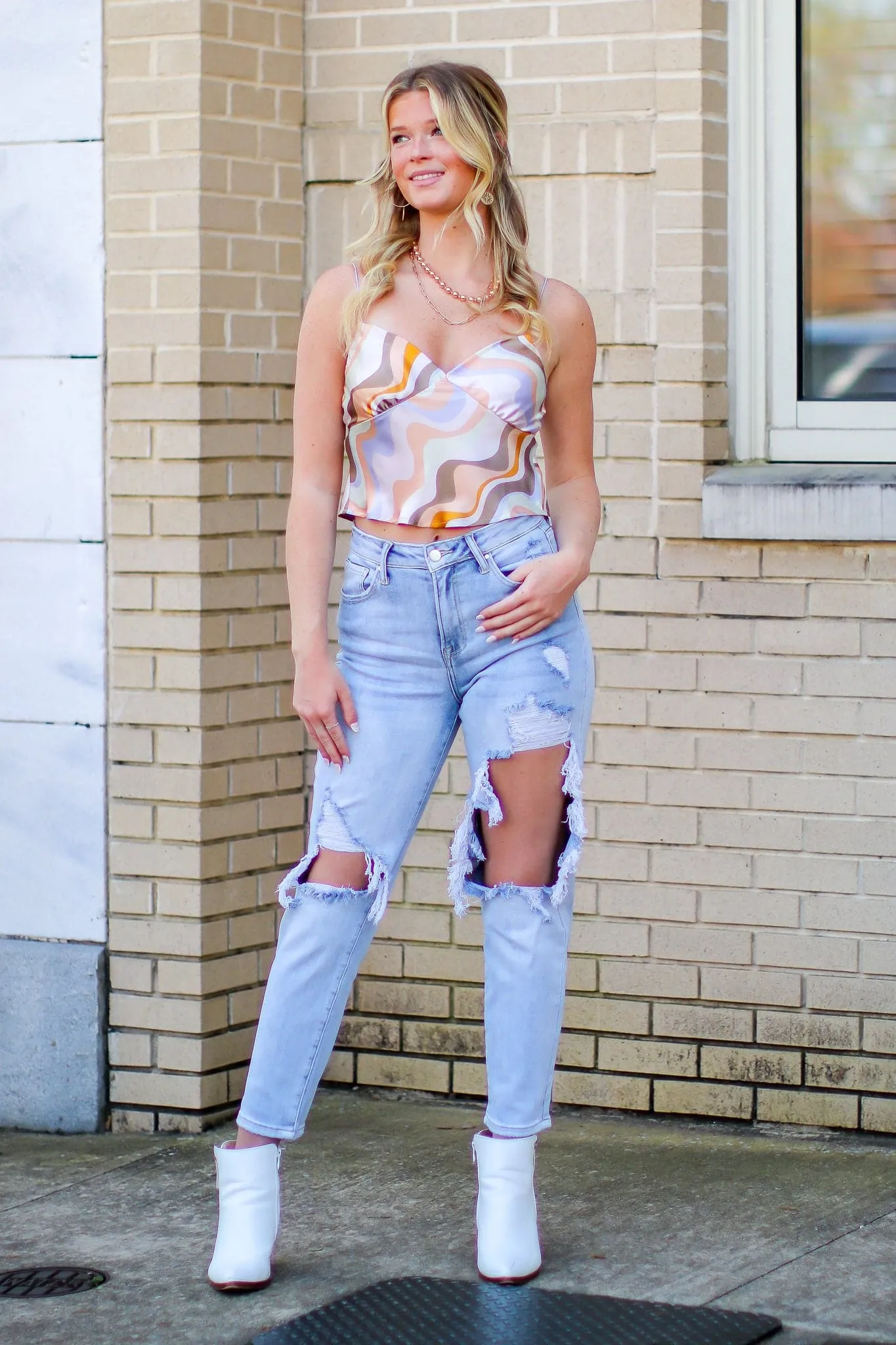 Halcyon High Rise Distressed Straight Leg Jeans - FINAL SALE