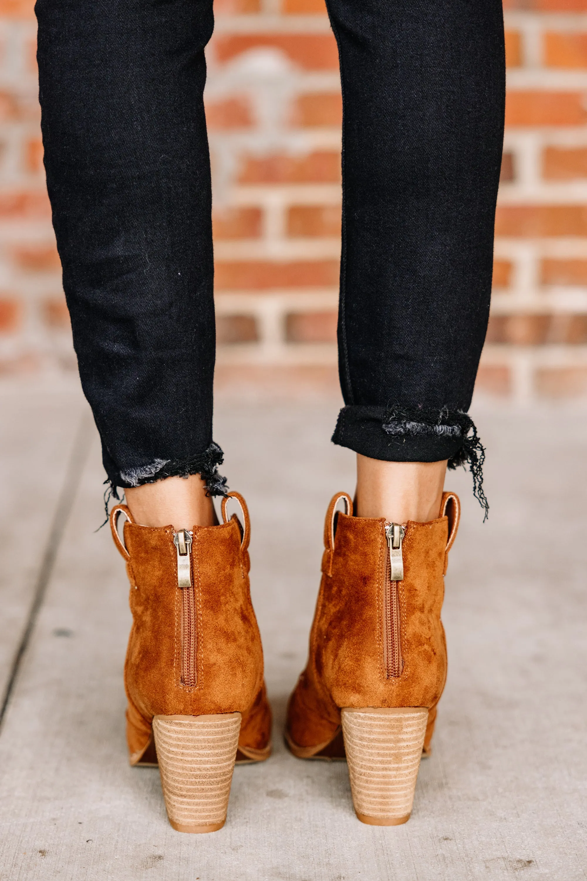 High Hopes Tan Brown Heeled Booties