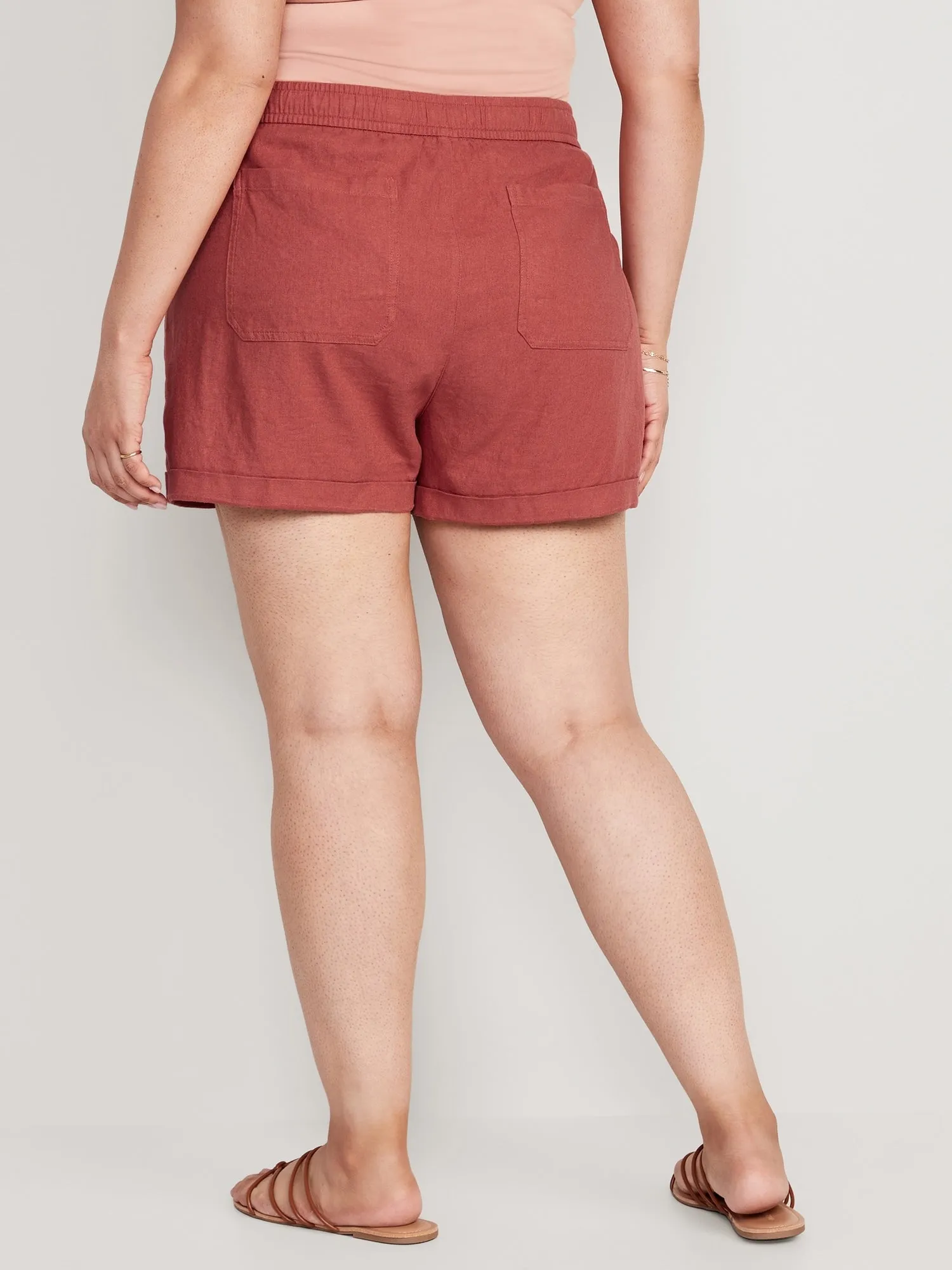 High-Waisted Linen-Blend Shorts for Women