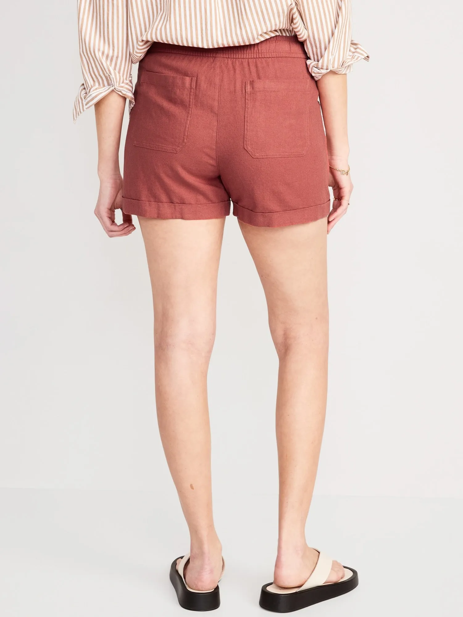 High-Waisted Linen-Blend Shorts for Women