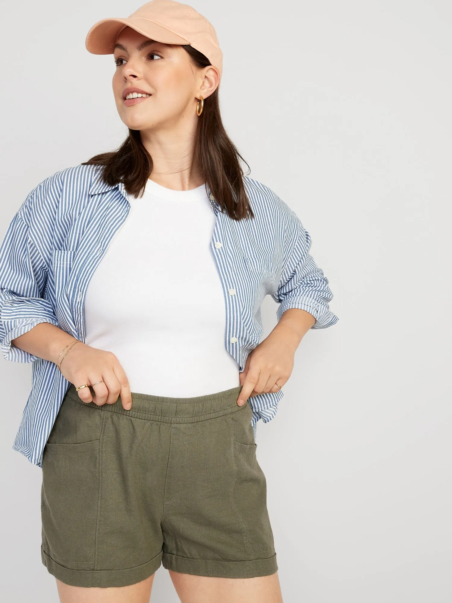 High-Waisted Linen-Blend Shorts for Women