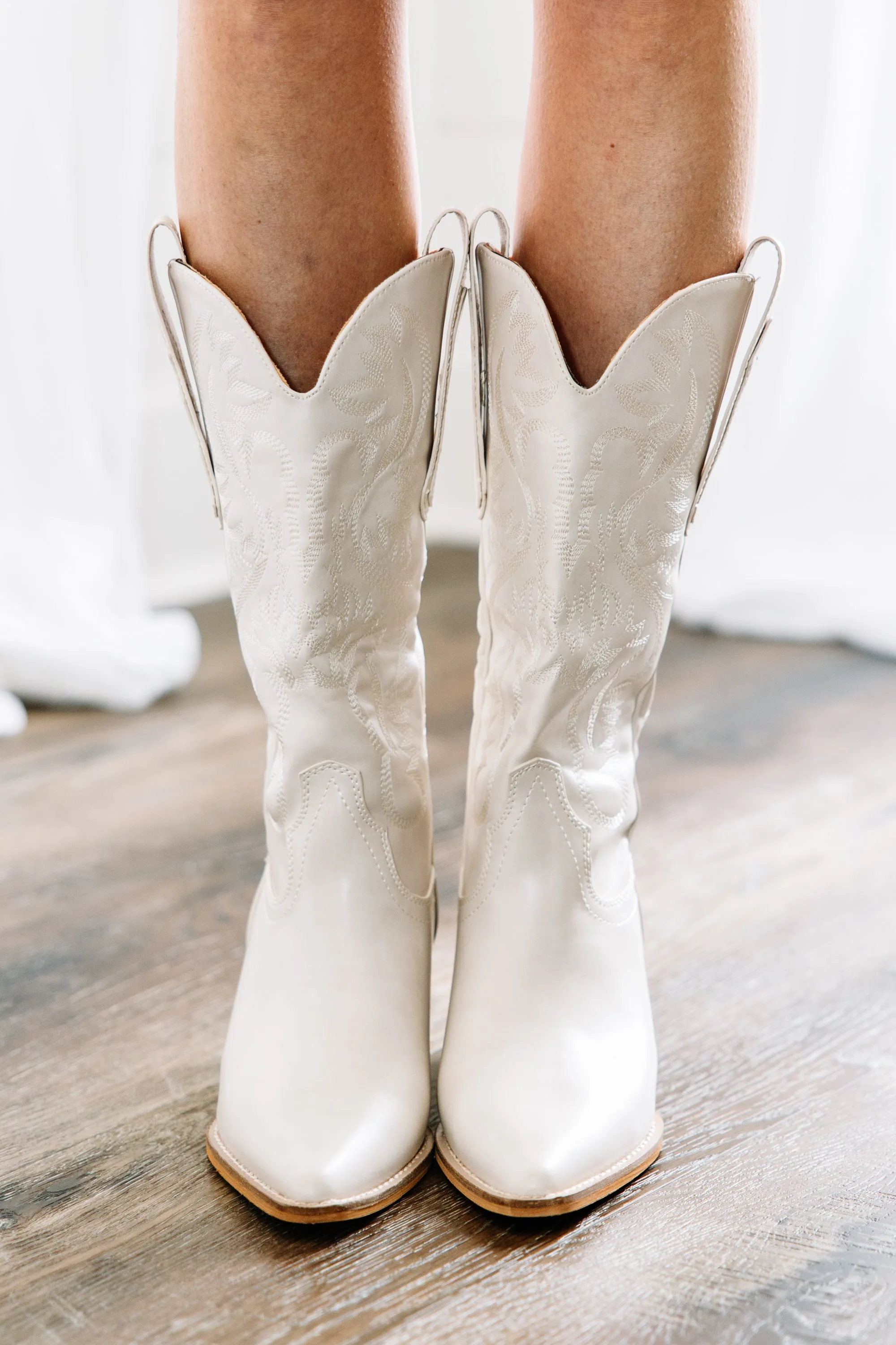 Highly Thought Of Cream White Western Boots