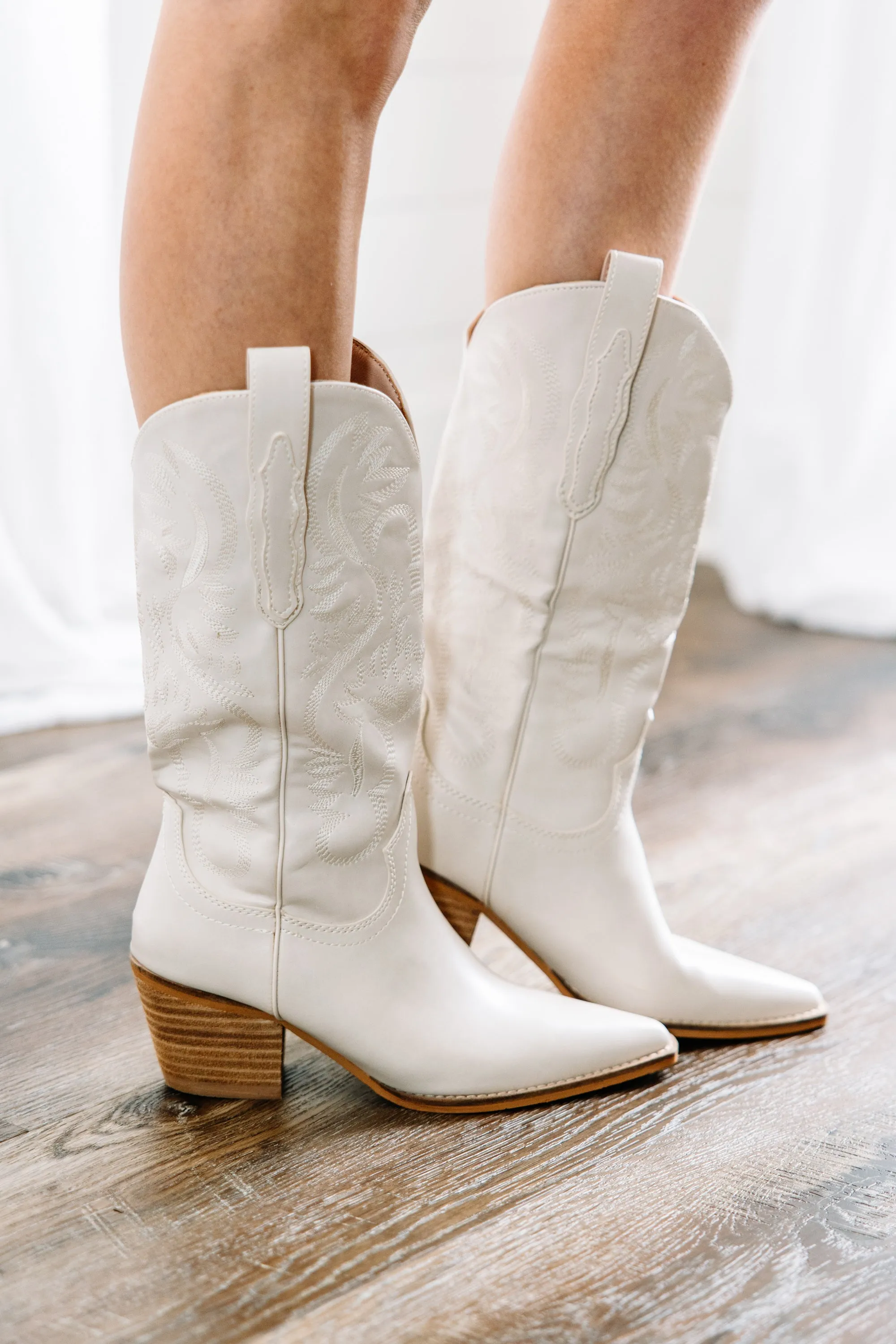 Highly Thought Of Cream White Western Boots