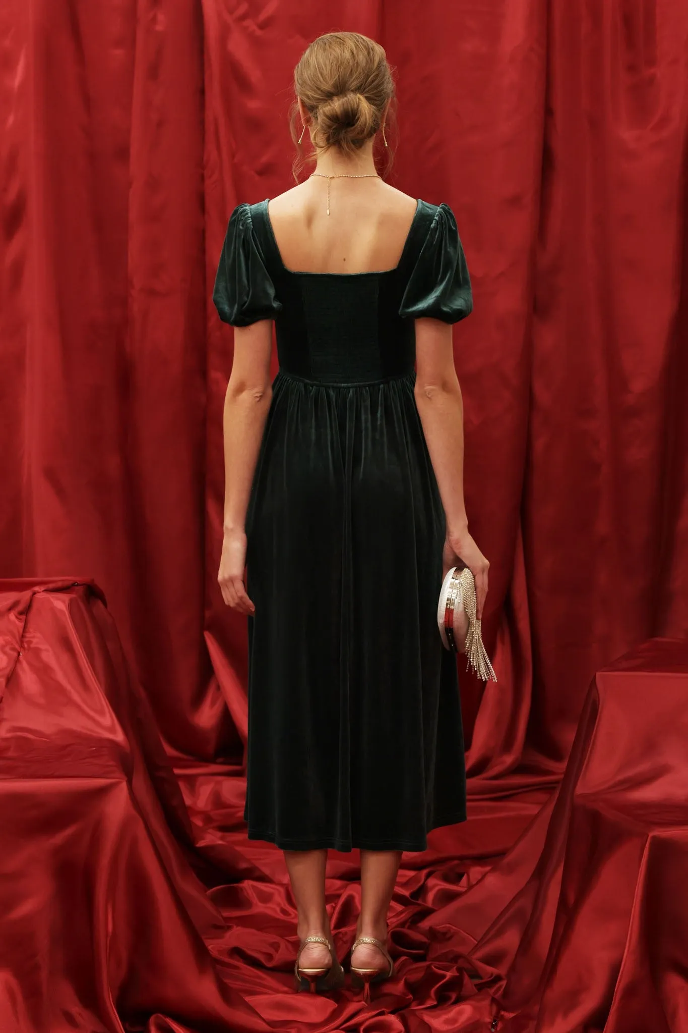 Holidaze Velvet Maxi Dress - Hunter Green