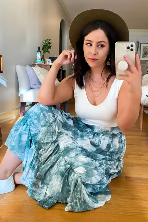 In the Breeze Tie Dye Ruffled Midi Skirt - FINAL SALE