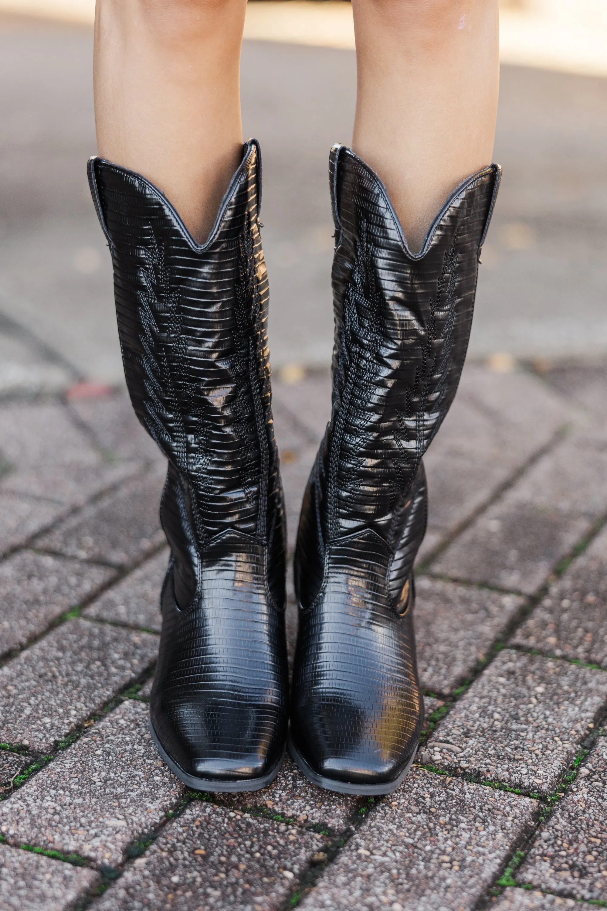 In The Works Black Western Boots