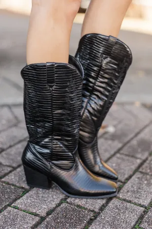 In The Works Black Western Boots